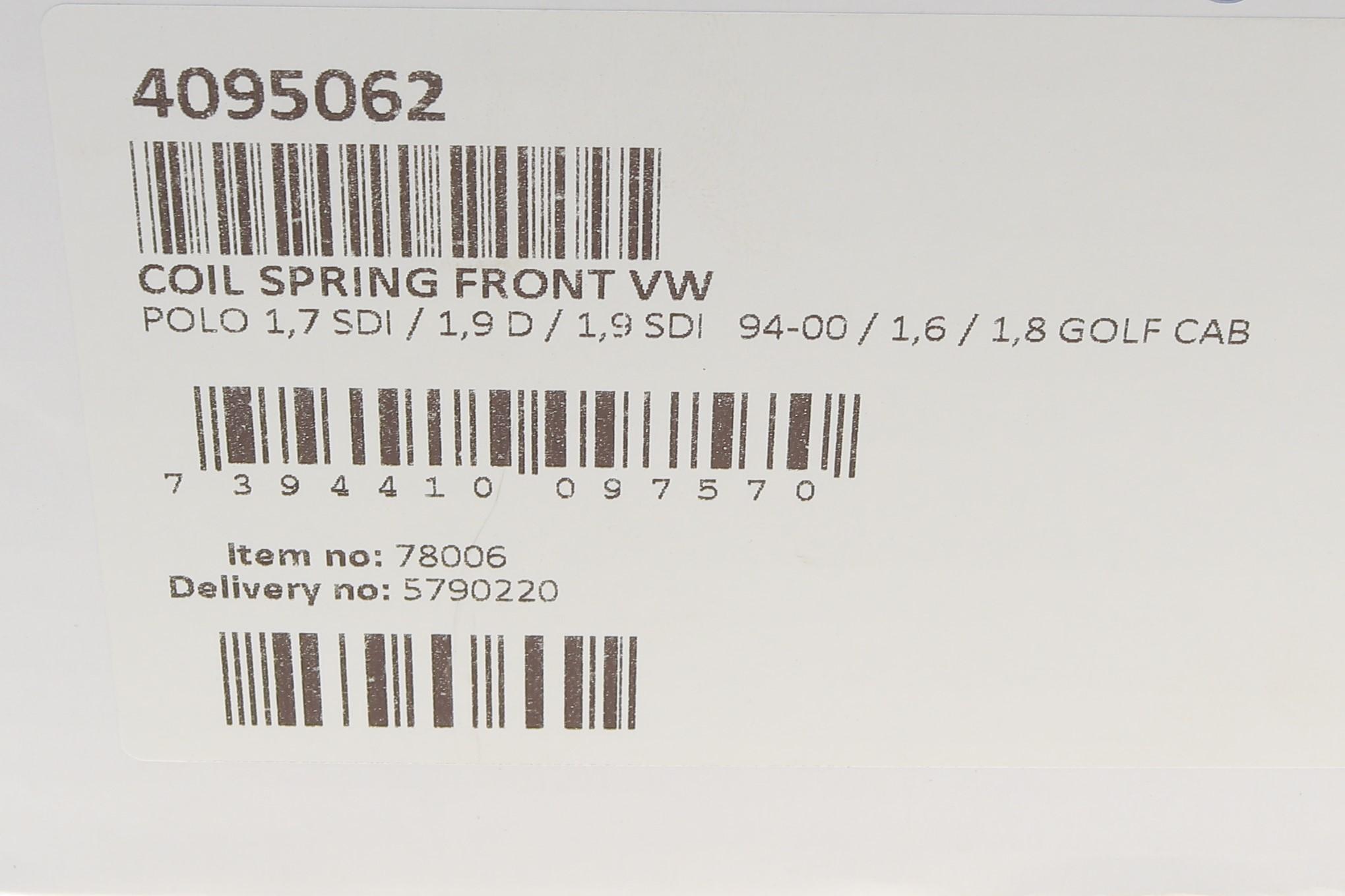 Пружина (передня) VW Polo 1.7SDI/1.9D/SDI 94-99 (нах.зад.частина) (шас.до: 6N-Y-050000)