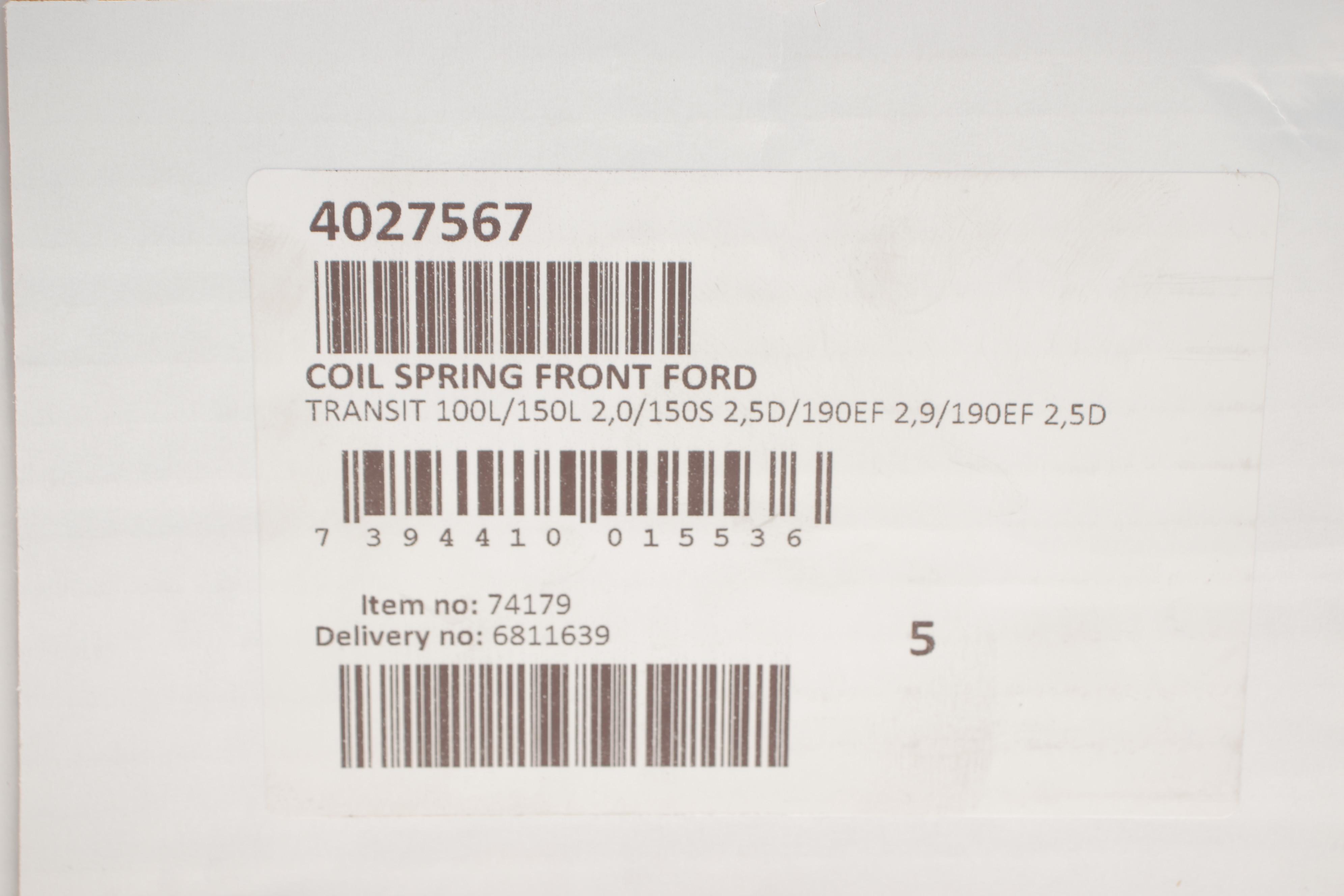 Пружина (передня) Ford Transit 2.0/2.0i/2.5DI T12 91-00 (фургон)(оснащ.зависимо від двигун.)(d=19mm)