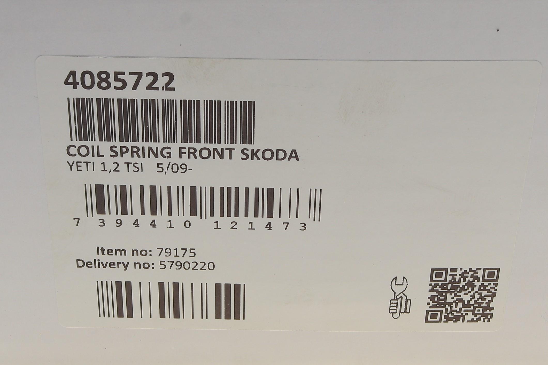 Пружина (передня) Skoda Octavia II 1.6 АКПП 04-13 (з посил.ход.ч)/Yeti/VW Caddy III 1.2TSI 09-17