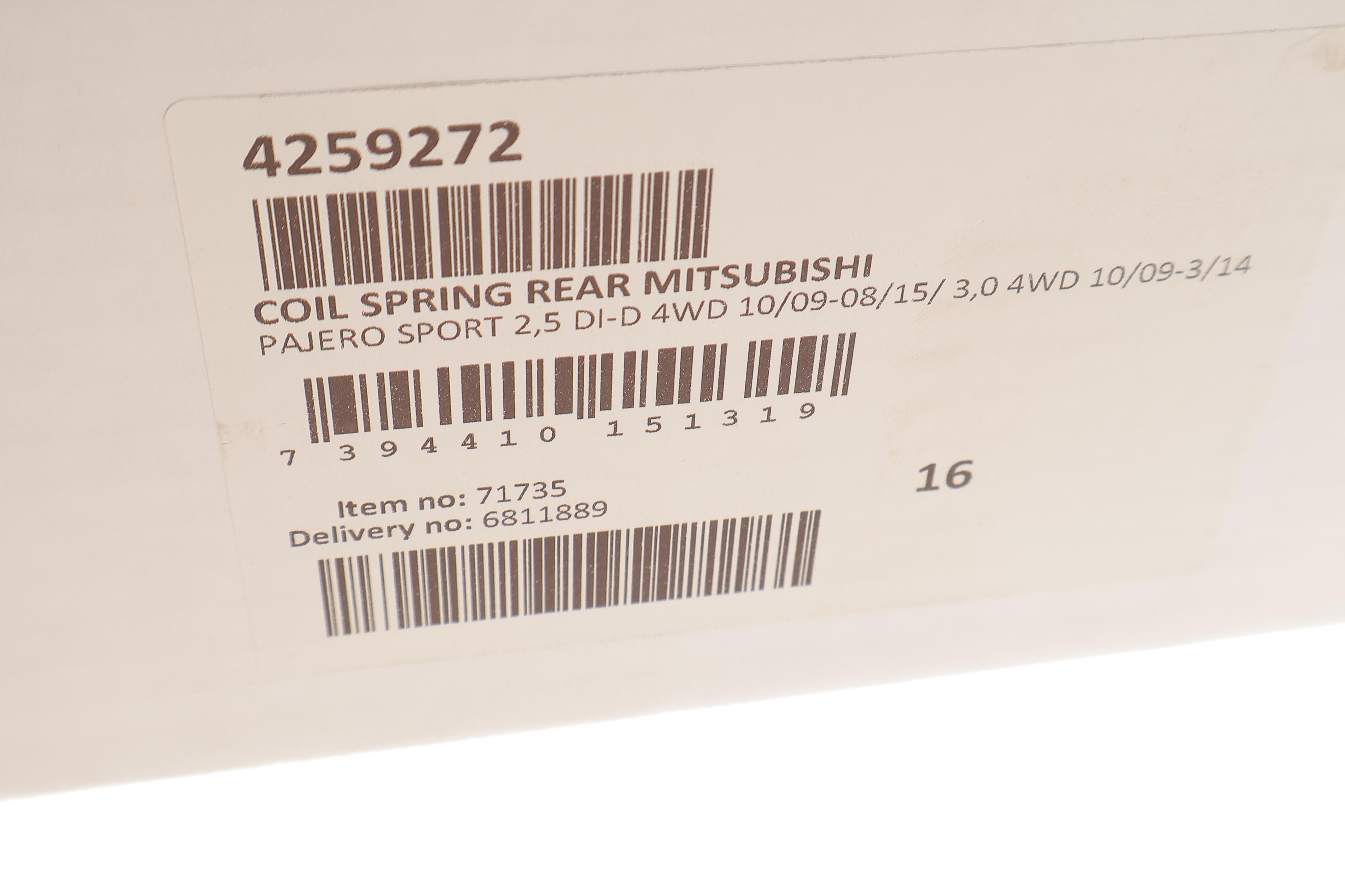 Пружина (задня) Mitsubishi Pajero Sport II 2.5DI-D 4WD 09-15/ 3.0 4WD 08- (всюдихід)