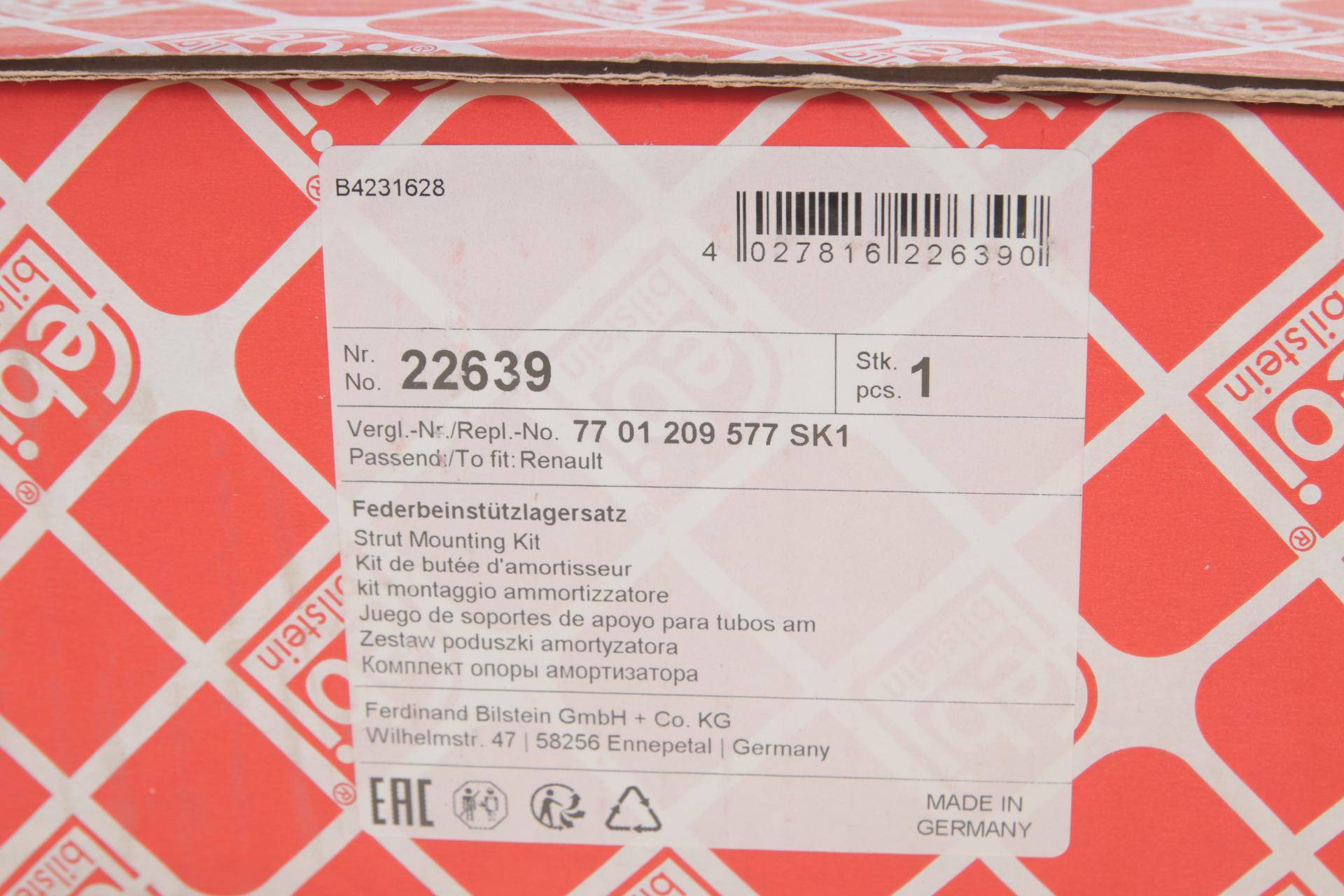 Подушка амортизатора (переднього) + підшипник Renault Trafic 01-