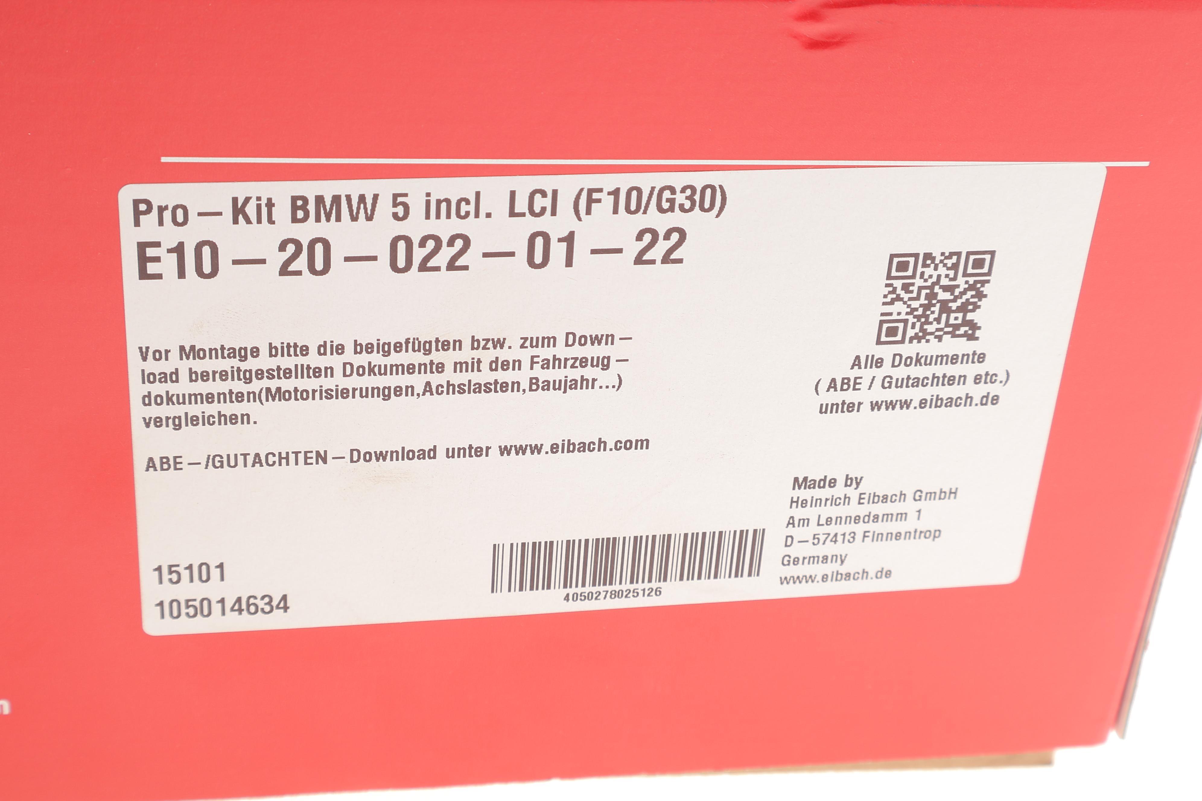 Комплект пружин (Pro-Kit) BMW 5 (F10/F90/G30) (4 шт.)