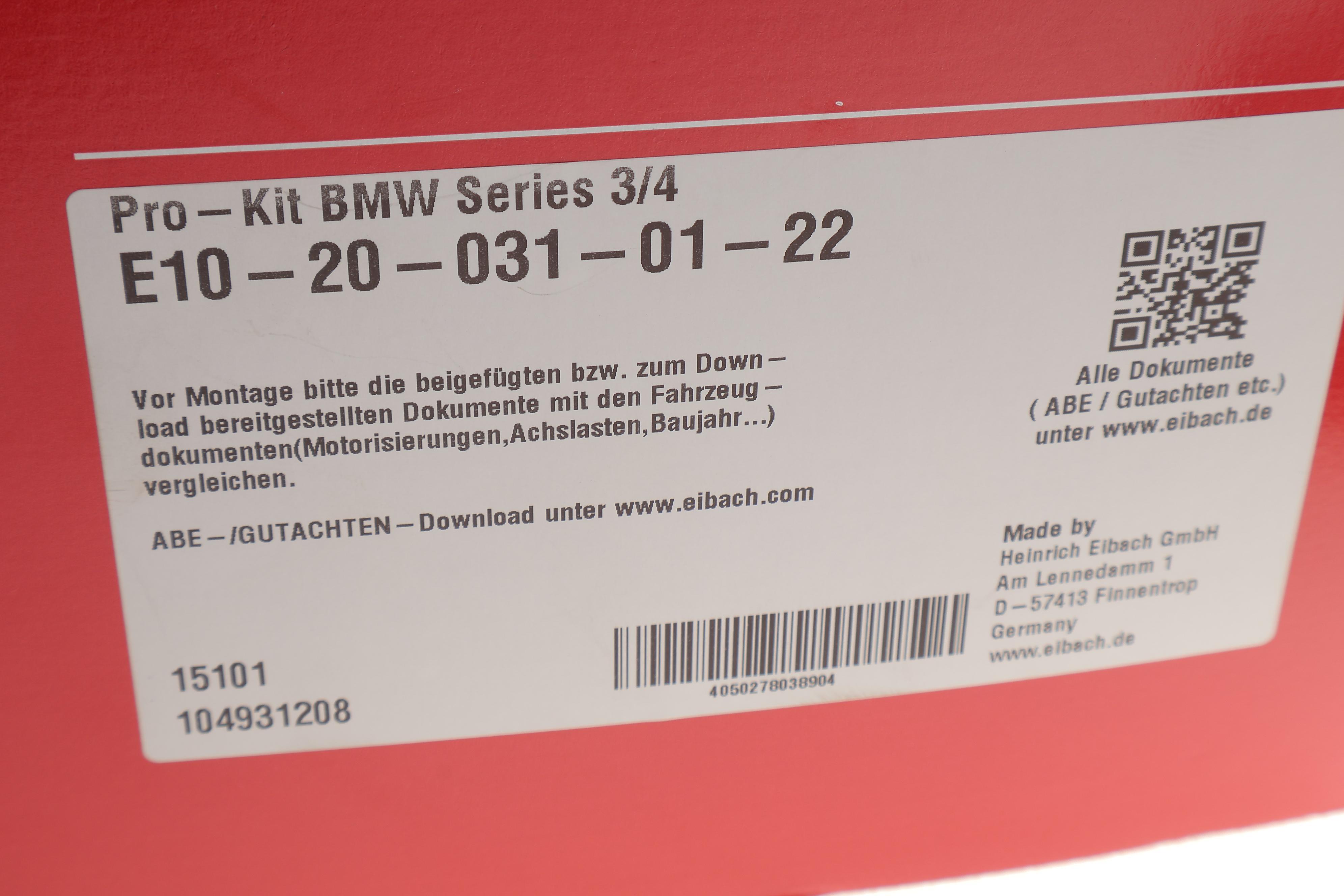 Комплект пружин (Pro-Kit) BMW 3 (F30/F80)/4 (F32) 11- (4 шт.) (наг передньої осі 965 кг) (не Xdive)