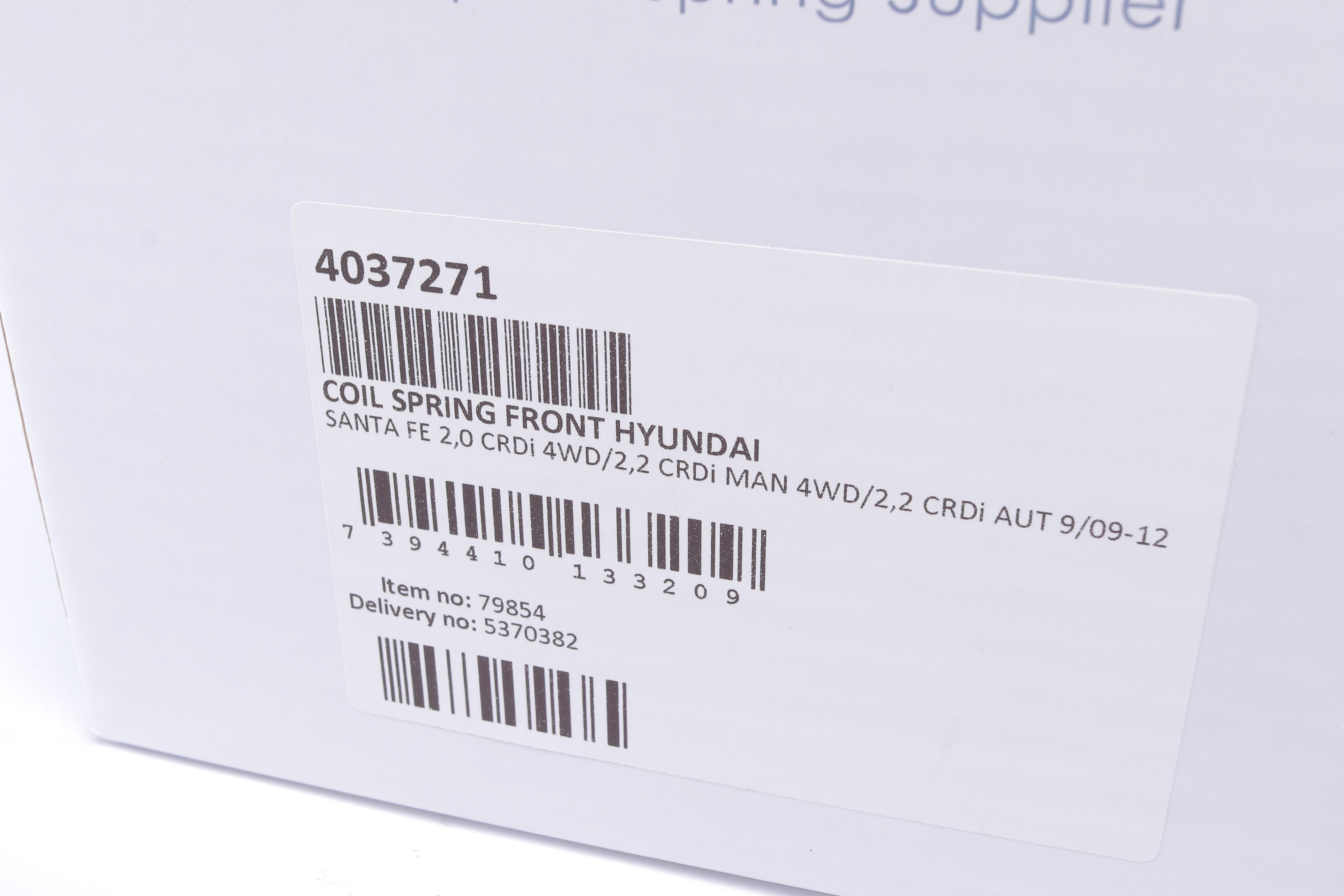 Пружина (передня) Hyundai Santa Fe II 2.0CRDi 4x4 10-12/2.2CRDi АКПП/2.2CRDi 4x4 МКПП 09-12 (позашля