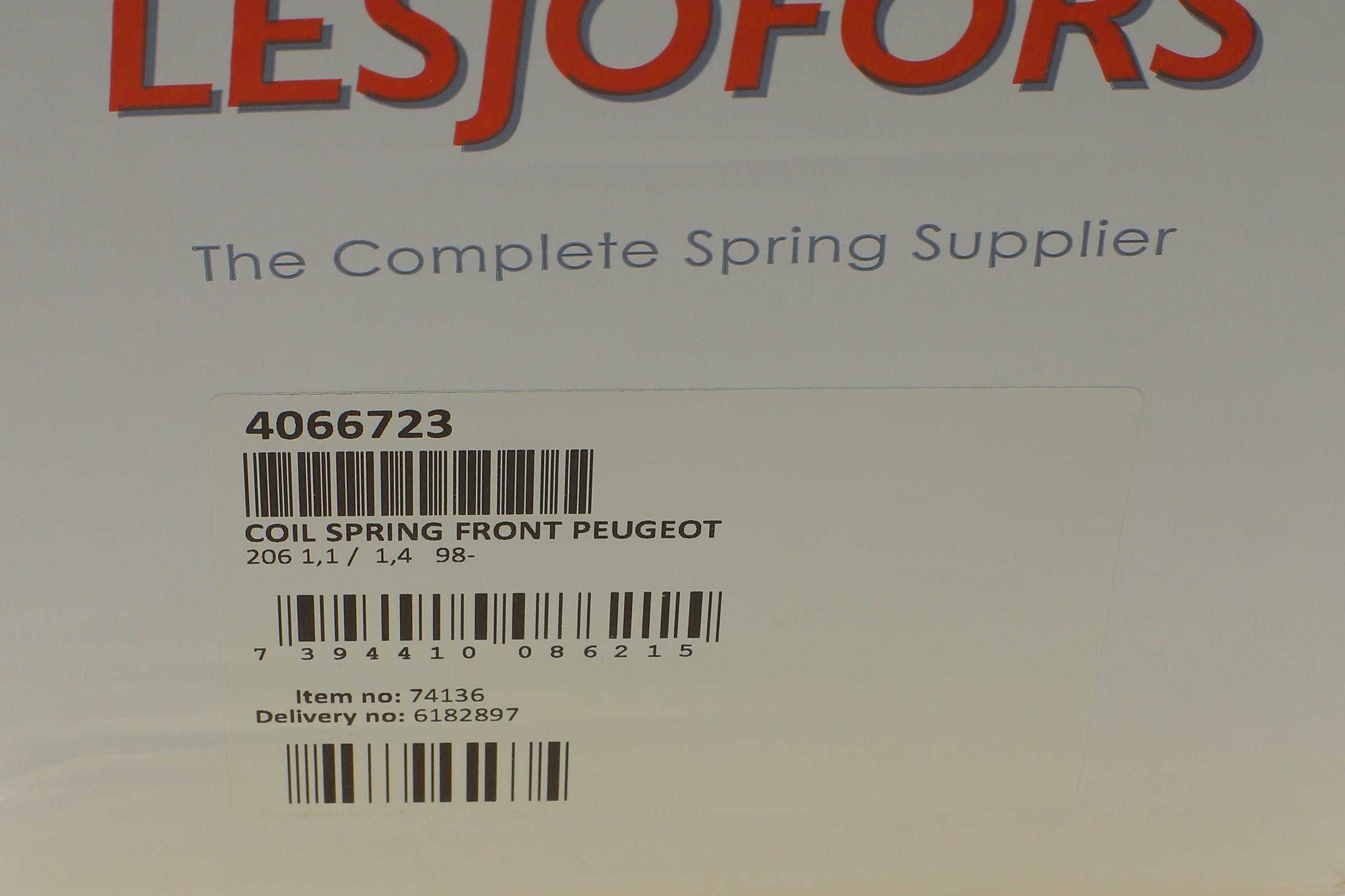 Пружина (передня) Peugeot 206 1.6 16V МКПП/1.1/1.4/1.4HDi 98-13 (універсал/накл.зад.ч.)