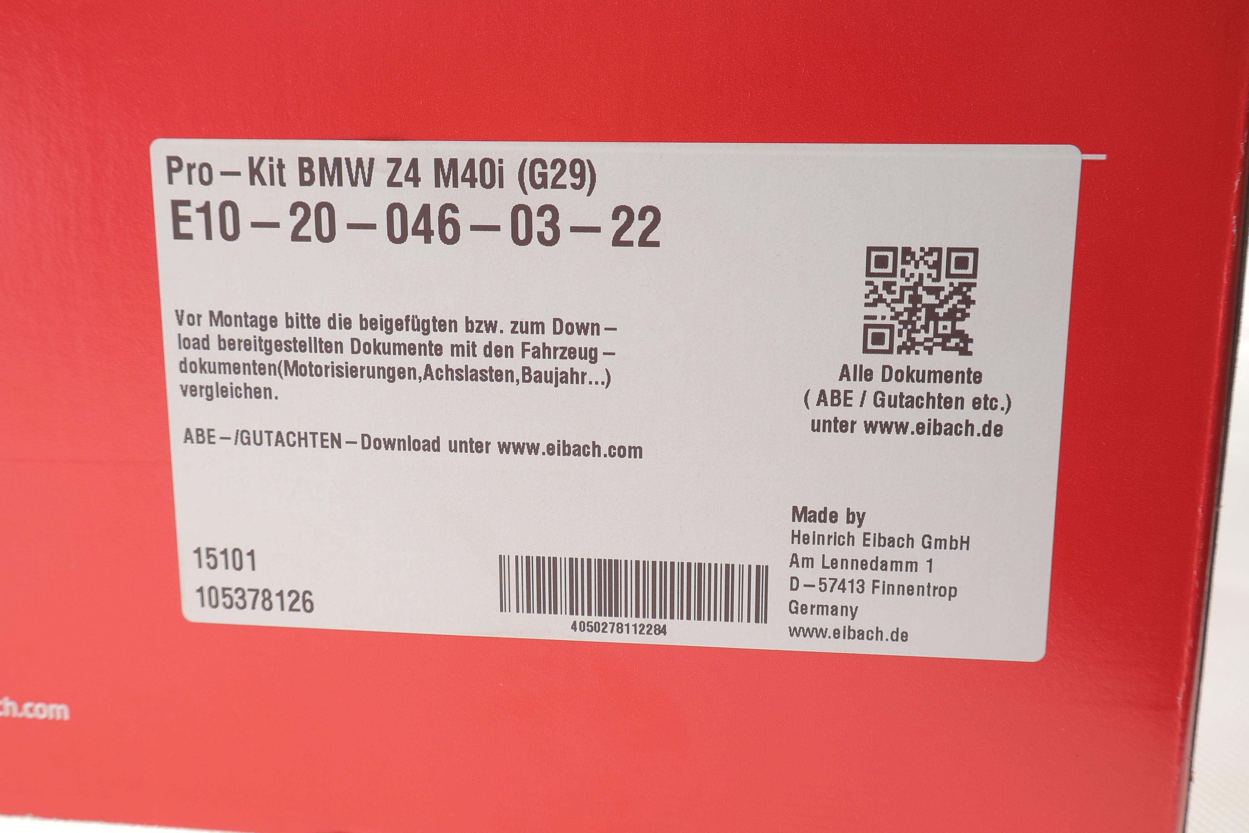 Комплект пружин (Pro-Kit) BMW Z4 Roadster (G29) M40i (B58) 18- (4 шт.)