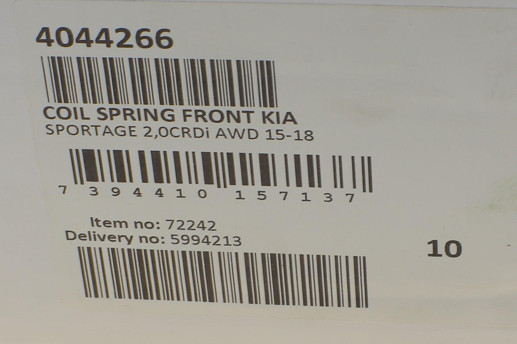 Пружина (передня) Kia Sportage 2.0CRDi AWD 15-18 (SUV)