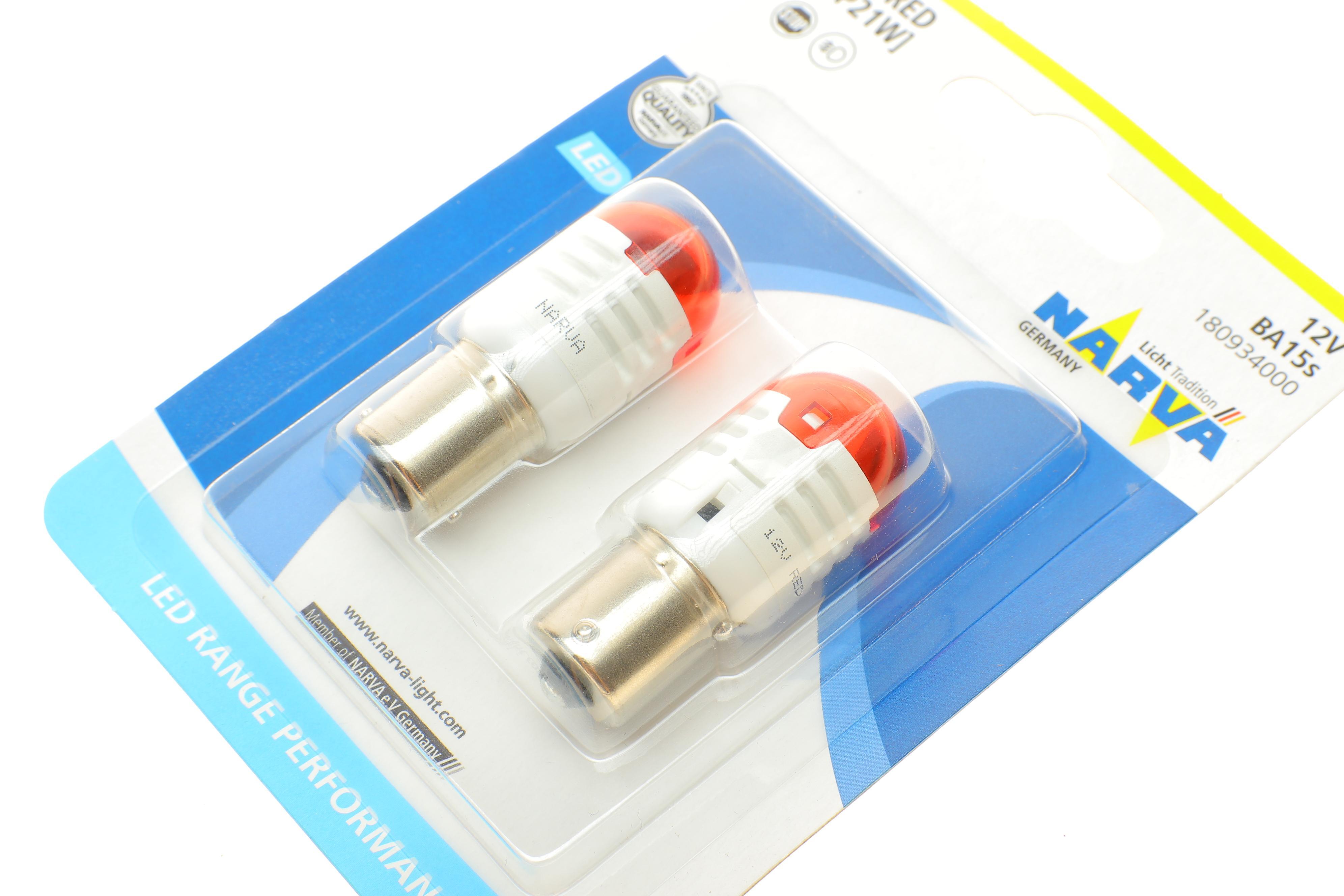 Автолампа P21W 12V BA15s (LED) (червона) (к-кт 2шт.)