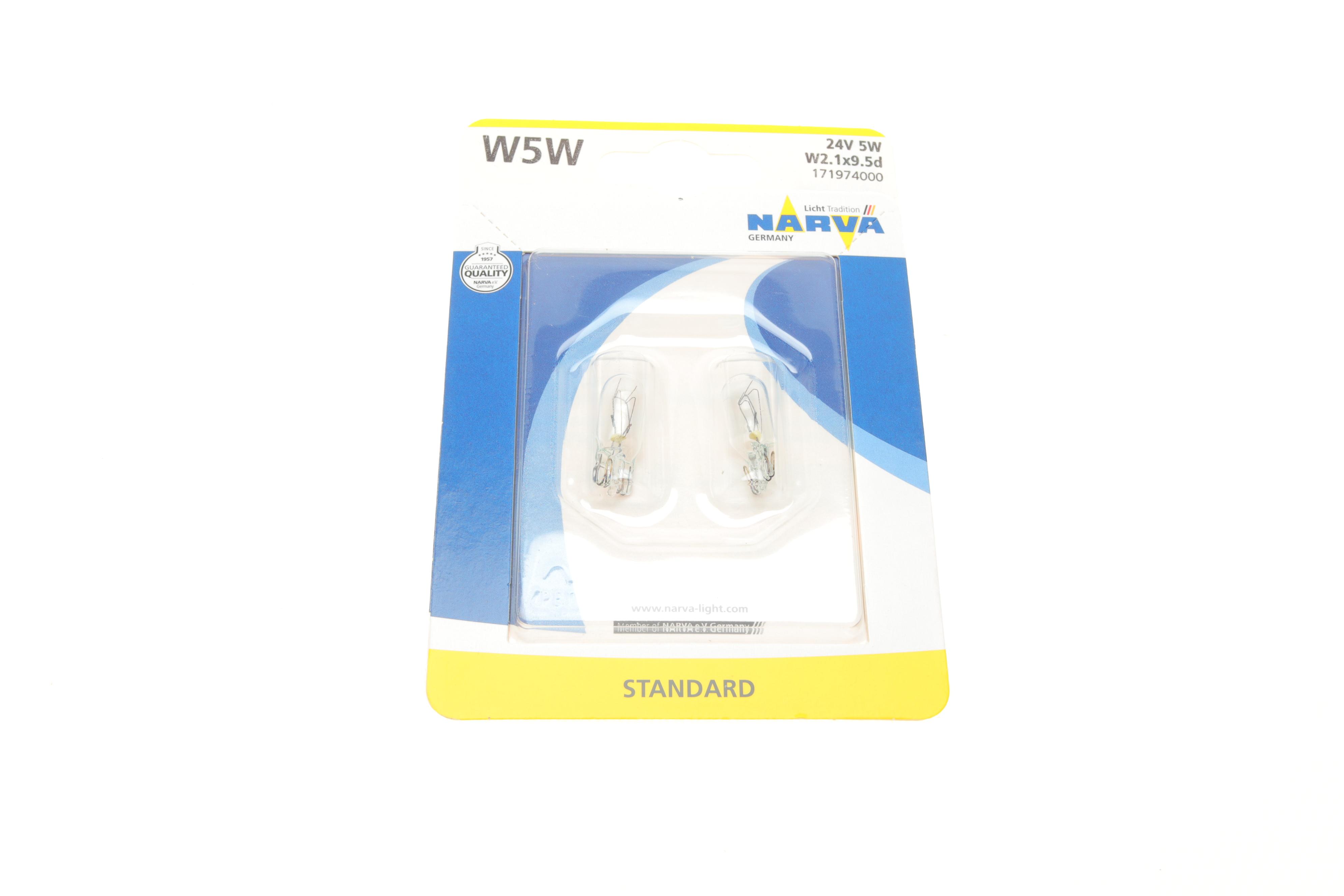 Автолампа W5W 24V 5W W2.1x9.5d (без цоколя) (блістер/к-кт 2шт)