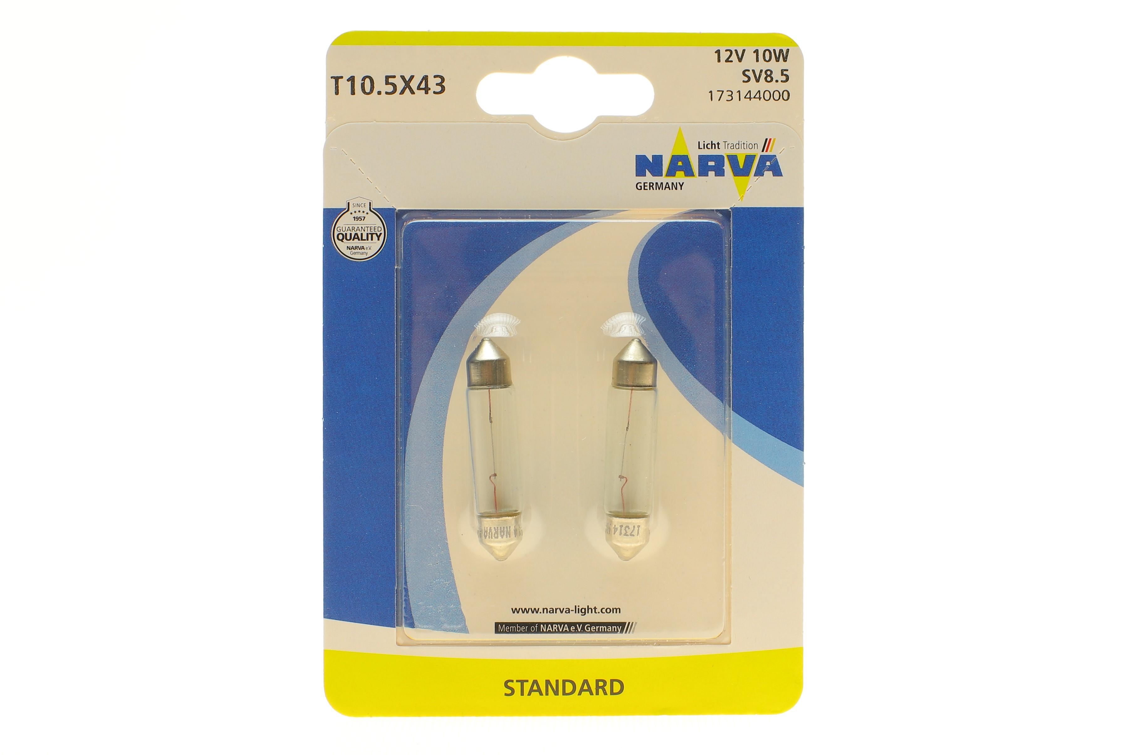 Автолампа C10W 12V 10W SV8.5 Standard (L=41/d=11) (блістер/к-кт 2 шт)