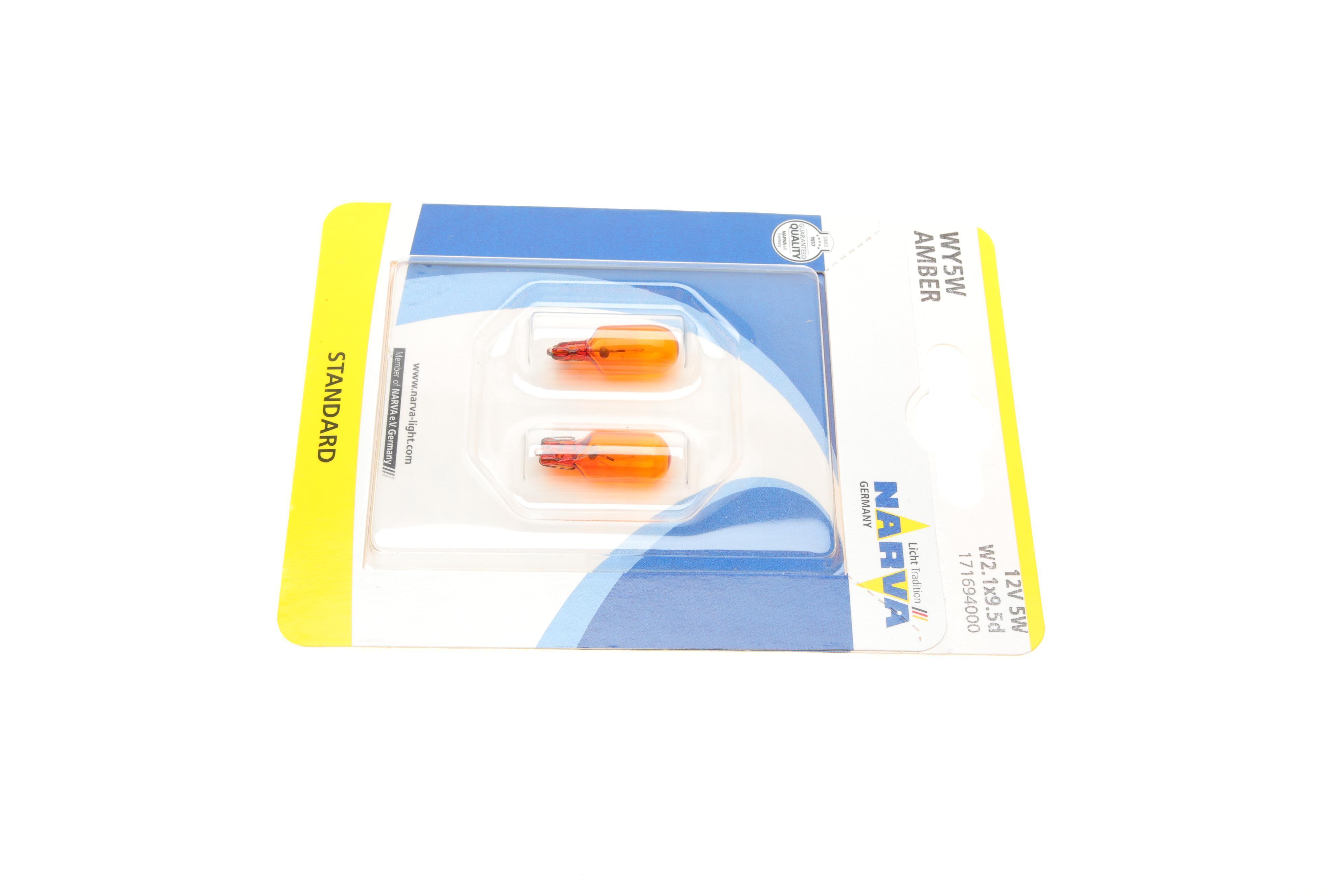 Автолампа WY5W 12V 5W W2.1x9.5d (без цоколя, жовта) (блістер/к-кт 2шт)