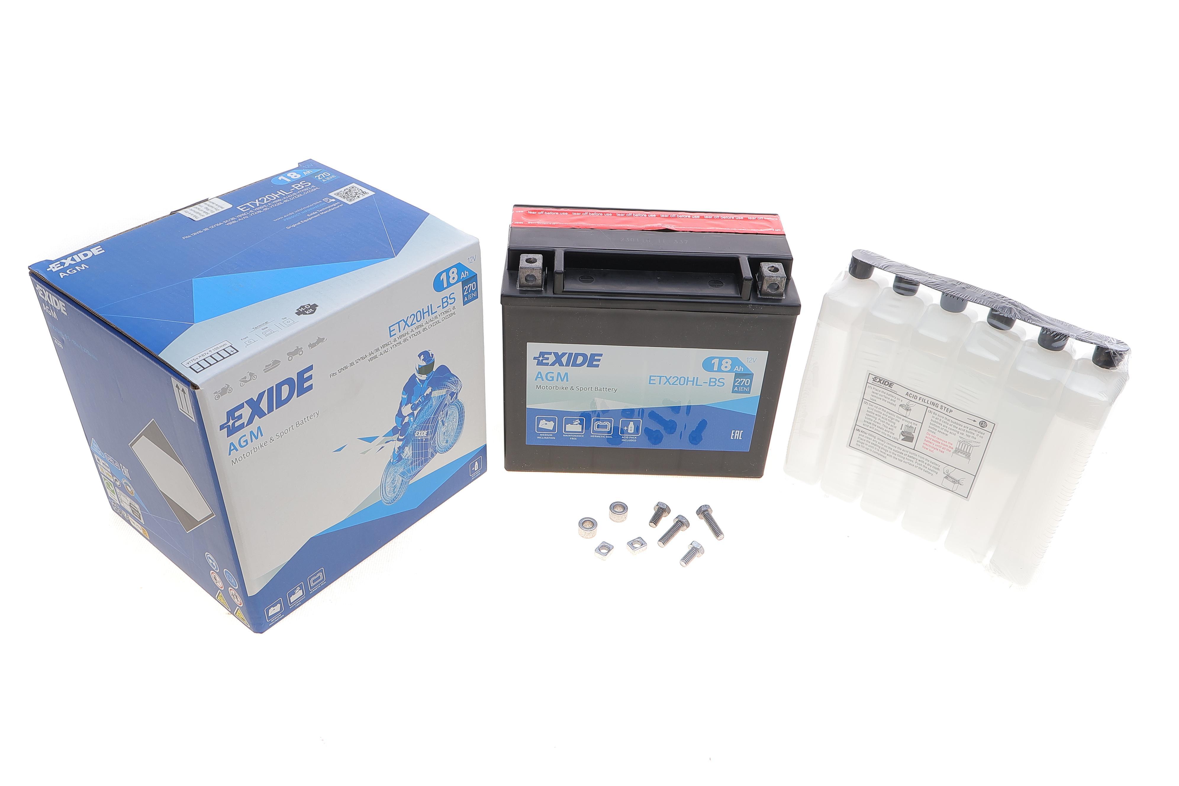 Акумуляторна батарея 18Ah/270A (175x87x155/+R/B0) (AGM) (мото) (сухозаряджений)