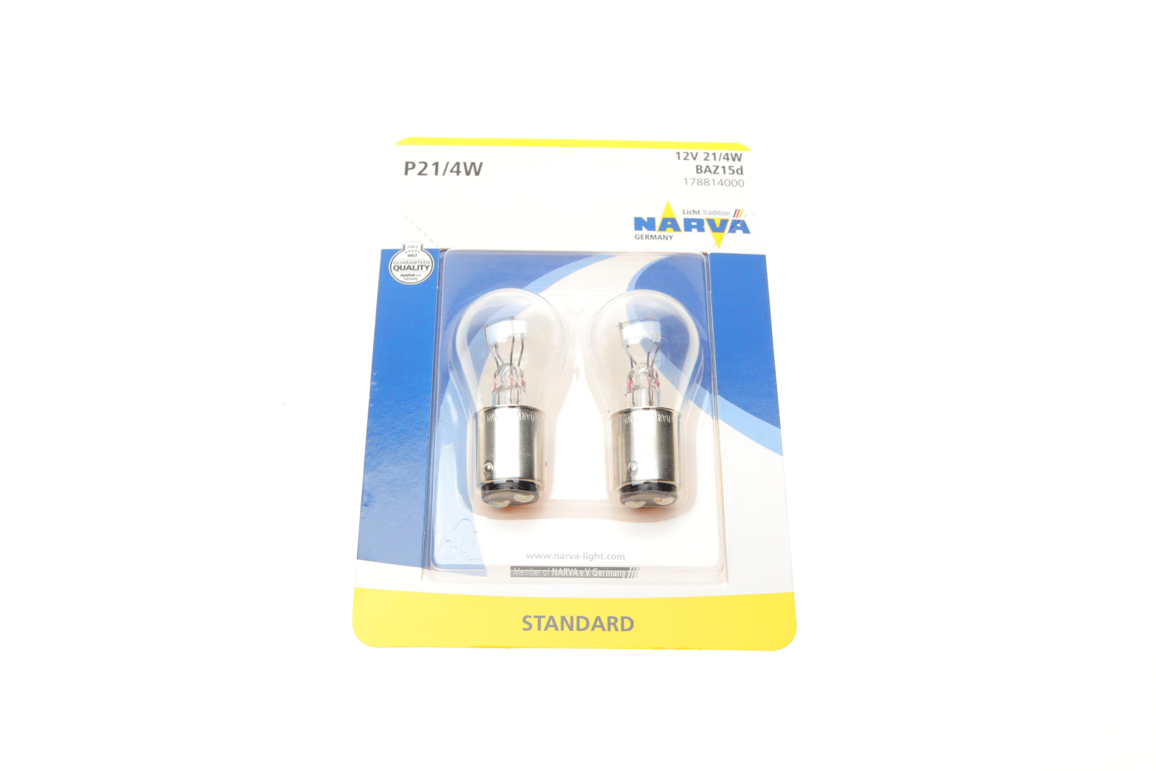 Автолампа P21/4W 12V 21/4W BAZ15d Standard (блістер/к-кт 2 шт.)