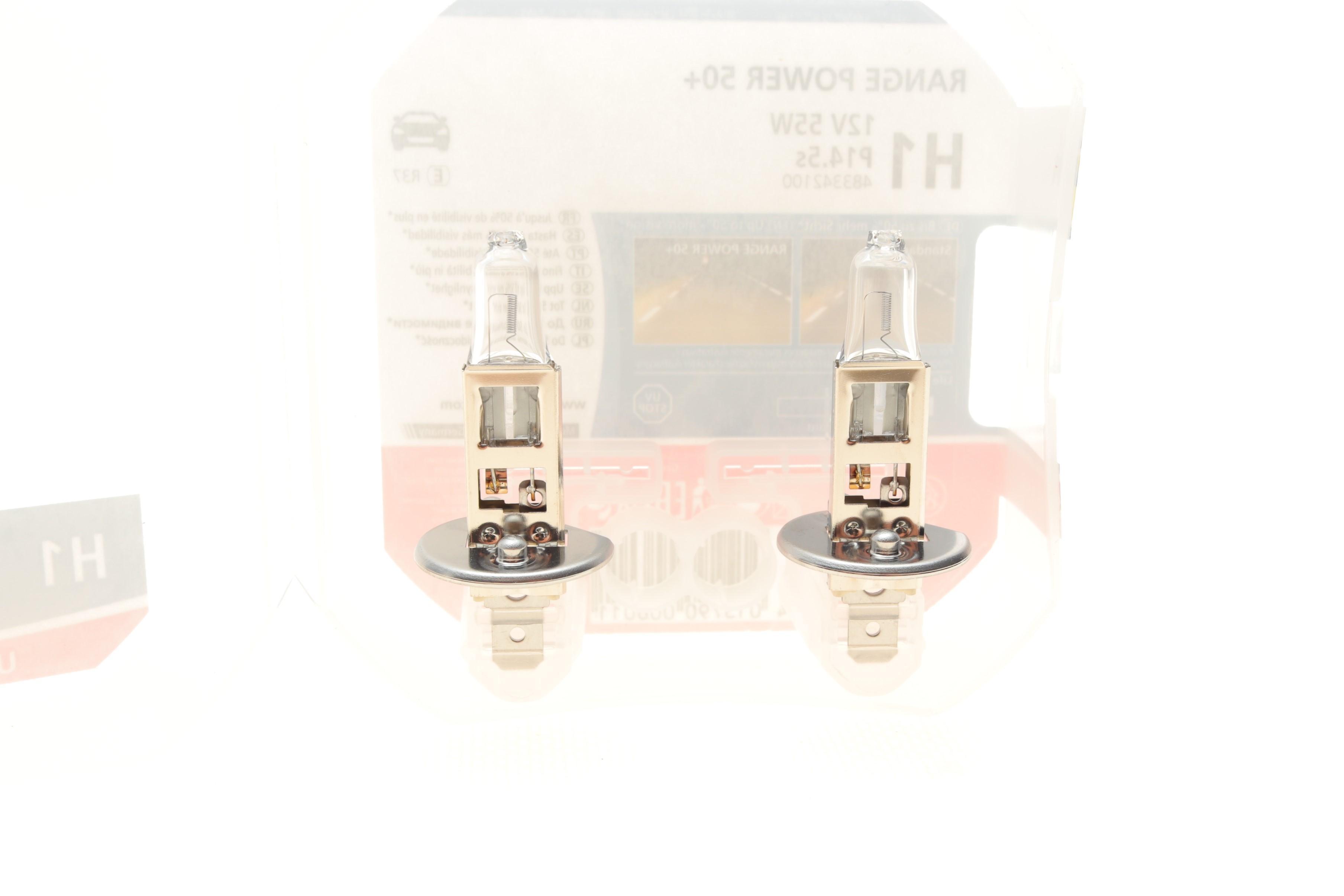 Автолампа H1 12V 55W P14.5s Range Power 50 + (к-кт 2 шт)