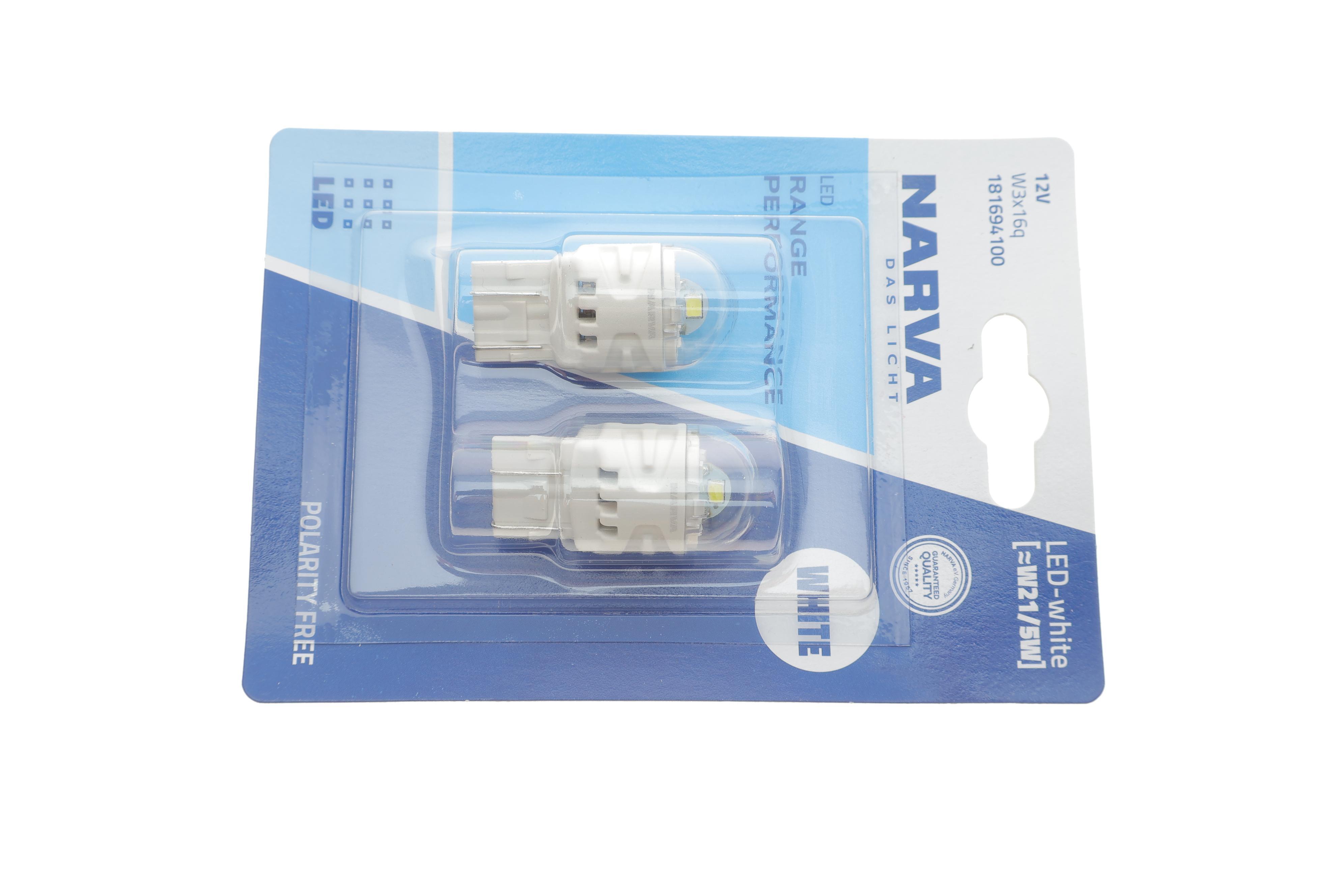 Автолампа W21/5W 12V 2.4/0.48W W3x16q LED (біла) (к-кт 2 шт)