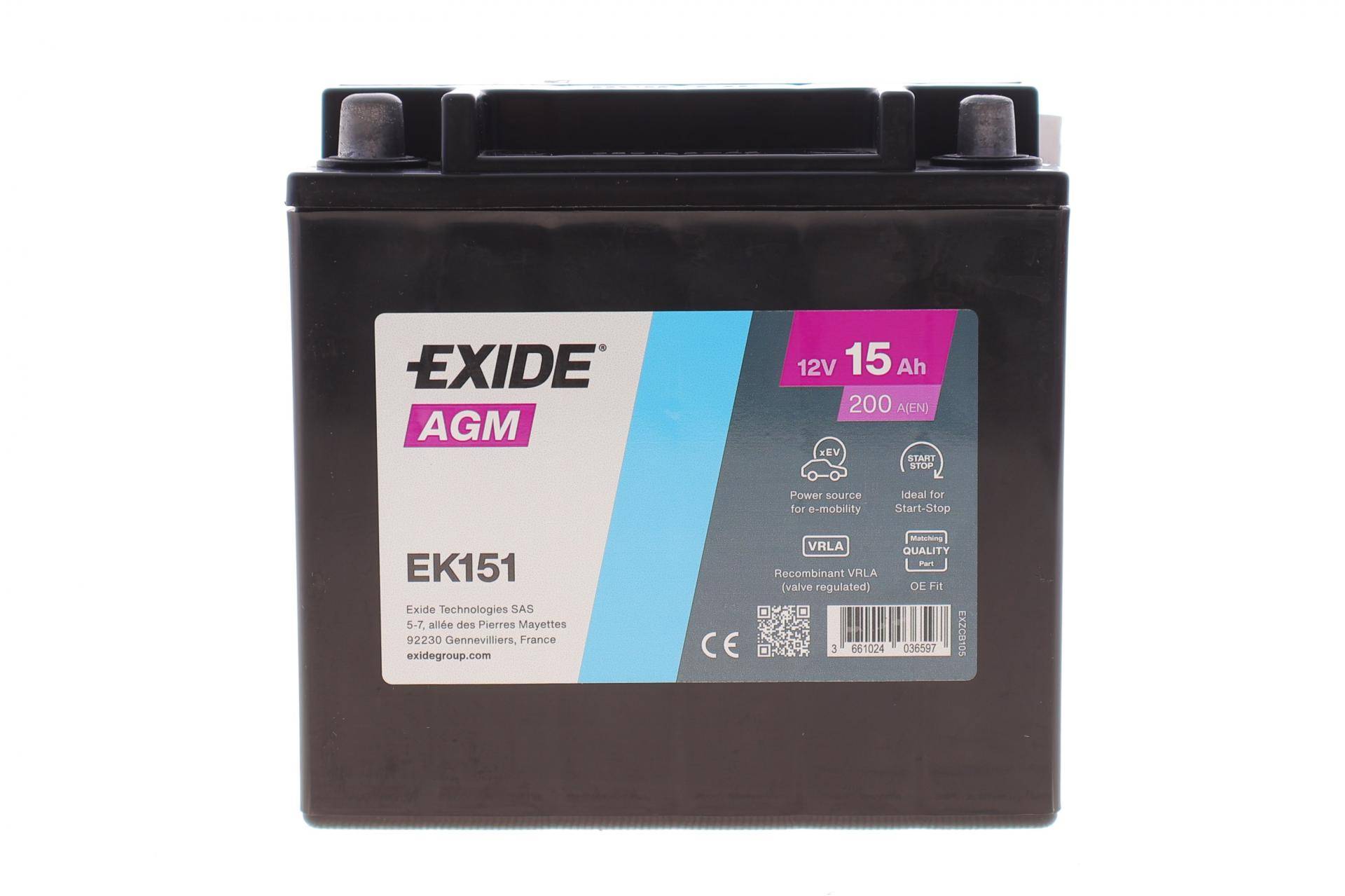 Акумуляторна батарея 15Ah/200A (150x90x145/+L) (Start-Stop/допоміжна)