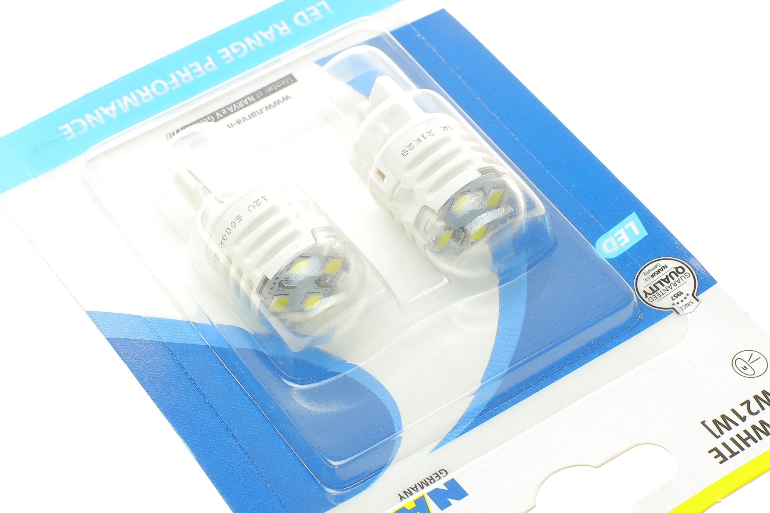 Автолампа W21W 12V 21W W3x16d (LED) (біла) (к-кт 2шт) (знято з вир-ва)