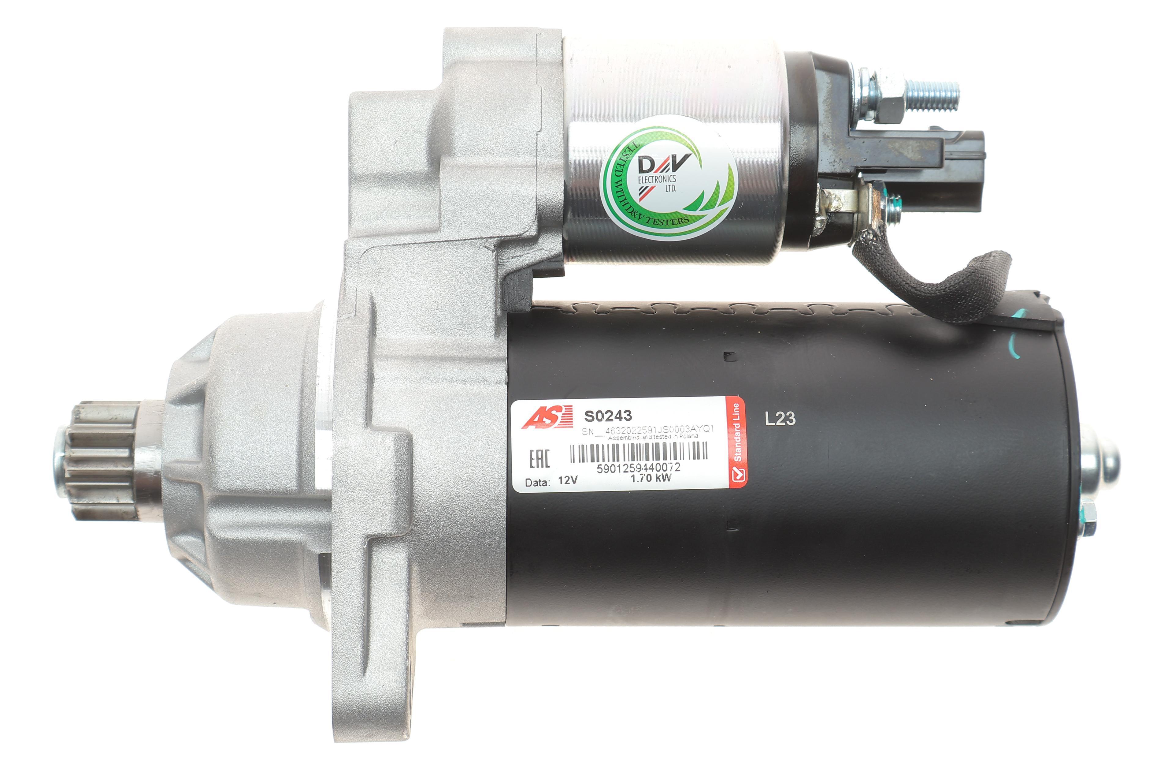 Стартер Audi A3/Q3/Skoda Fabia/Yeti/VW Caddy/T5/Golf/Passat 1.9-2.0 TDI/TSI 03-15 (1.7kw) (z=10)