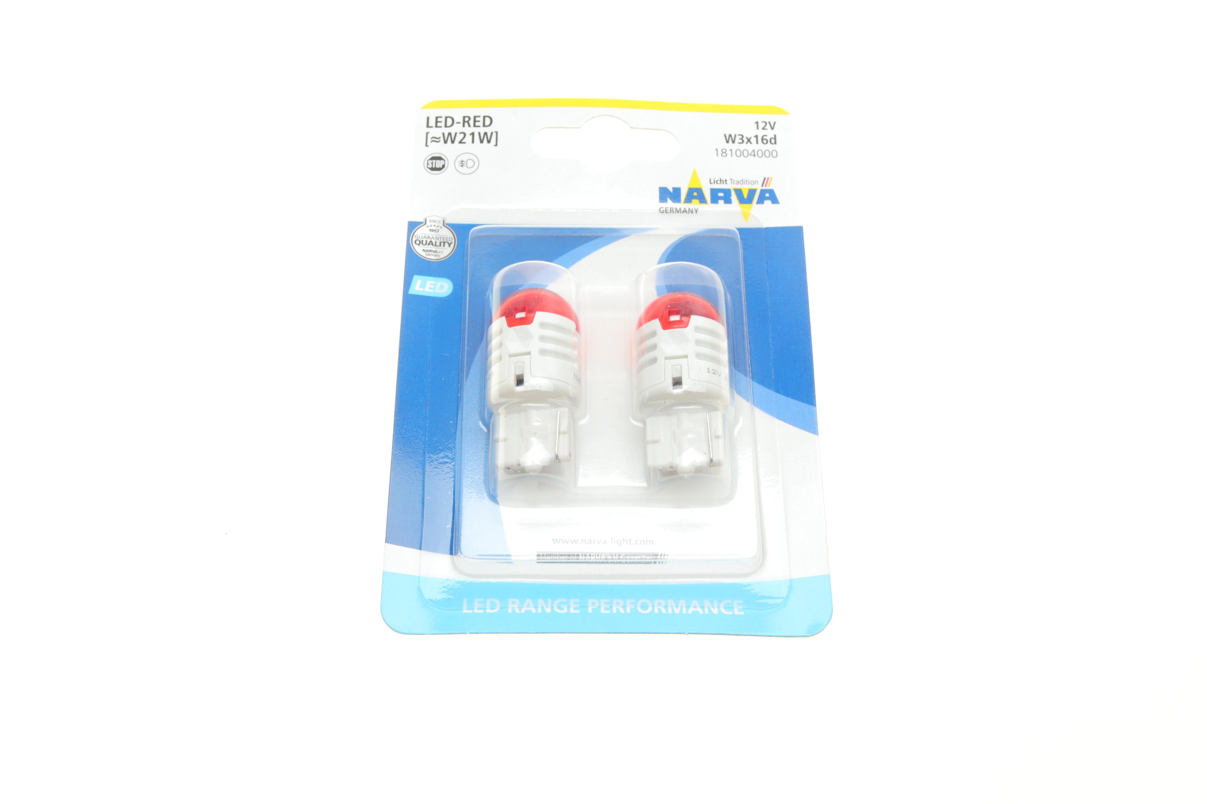 Автолампа W21W 12V 21W W3x16d (LED) (червона) (к-кт 2шт)