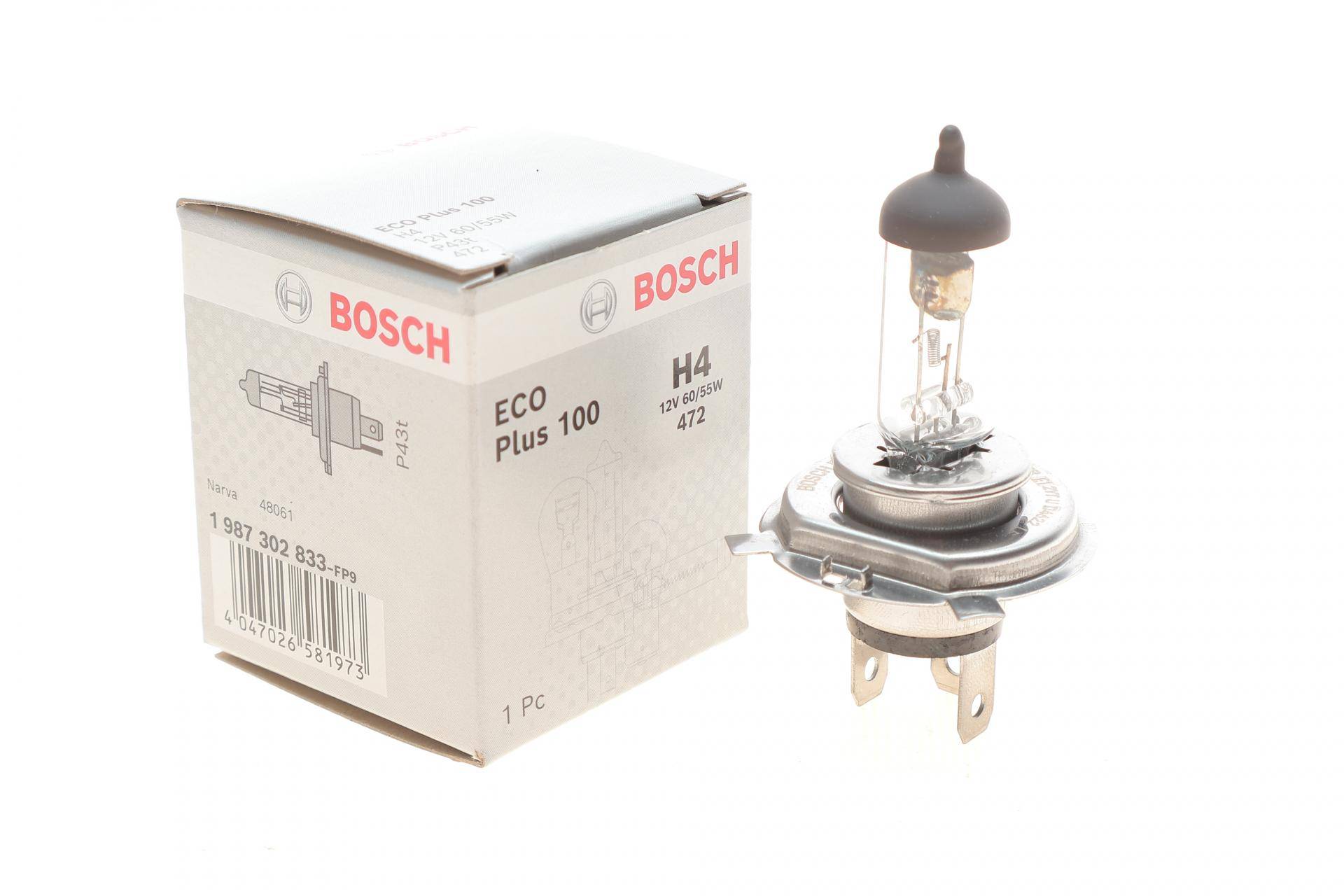 Автолампа H4 12V 60/55W P43t ECO Plus 100 WS