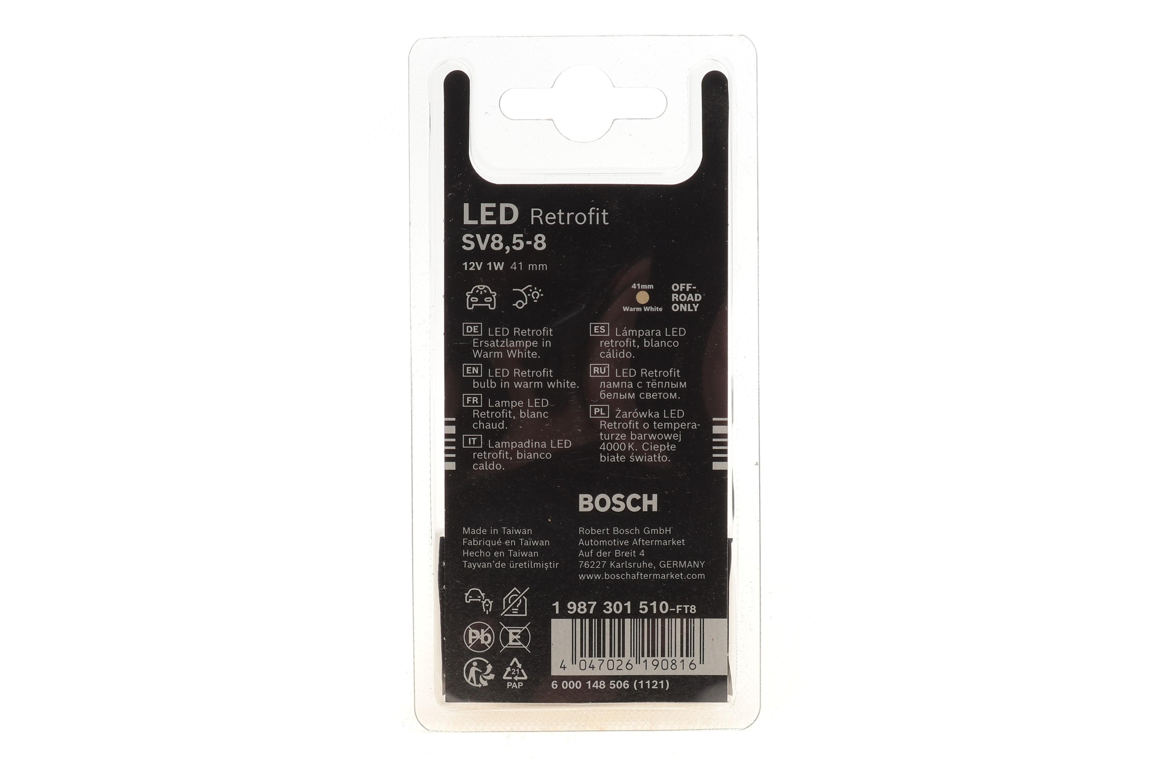 Автолампа 12V 1W SV8.5-8 LED Retrofit 4000K BL (4000K) (blister/К-кт 2 шт.) знято з постачання