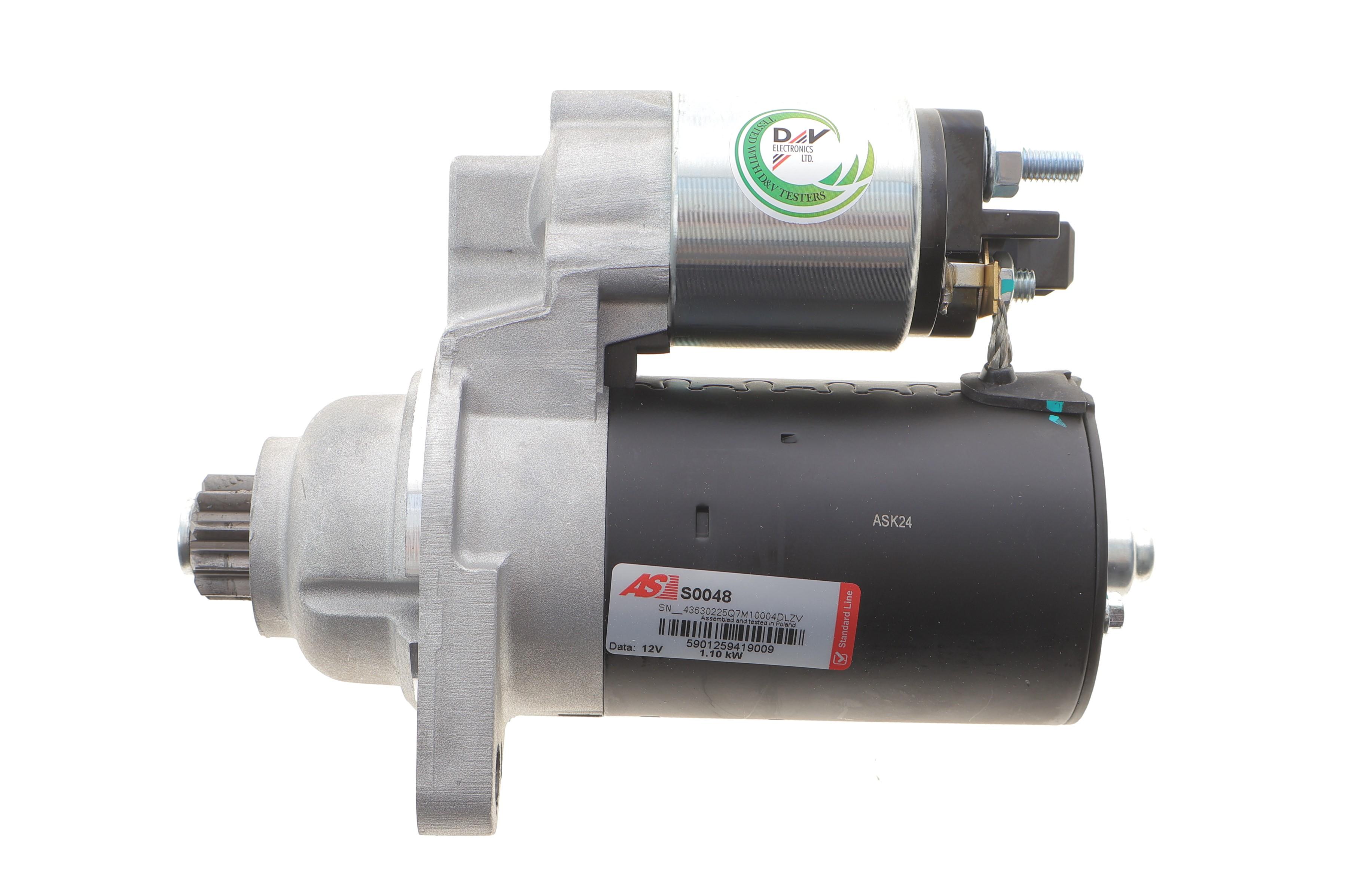 Стартер Seat Ibiza/Leon/Skoda Fabia/Octavia/VW Golf/Sharan 1.8/2.0 96-10 (1.1kw) (z=10)