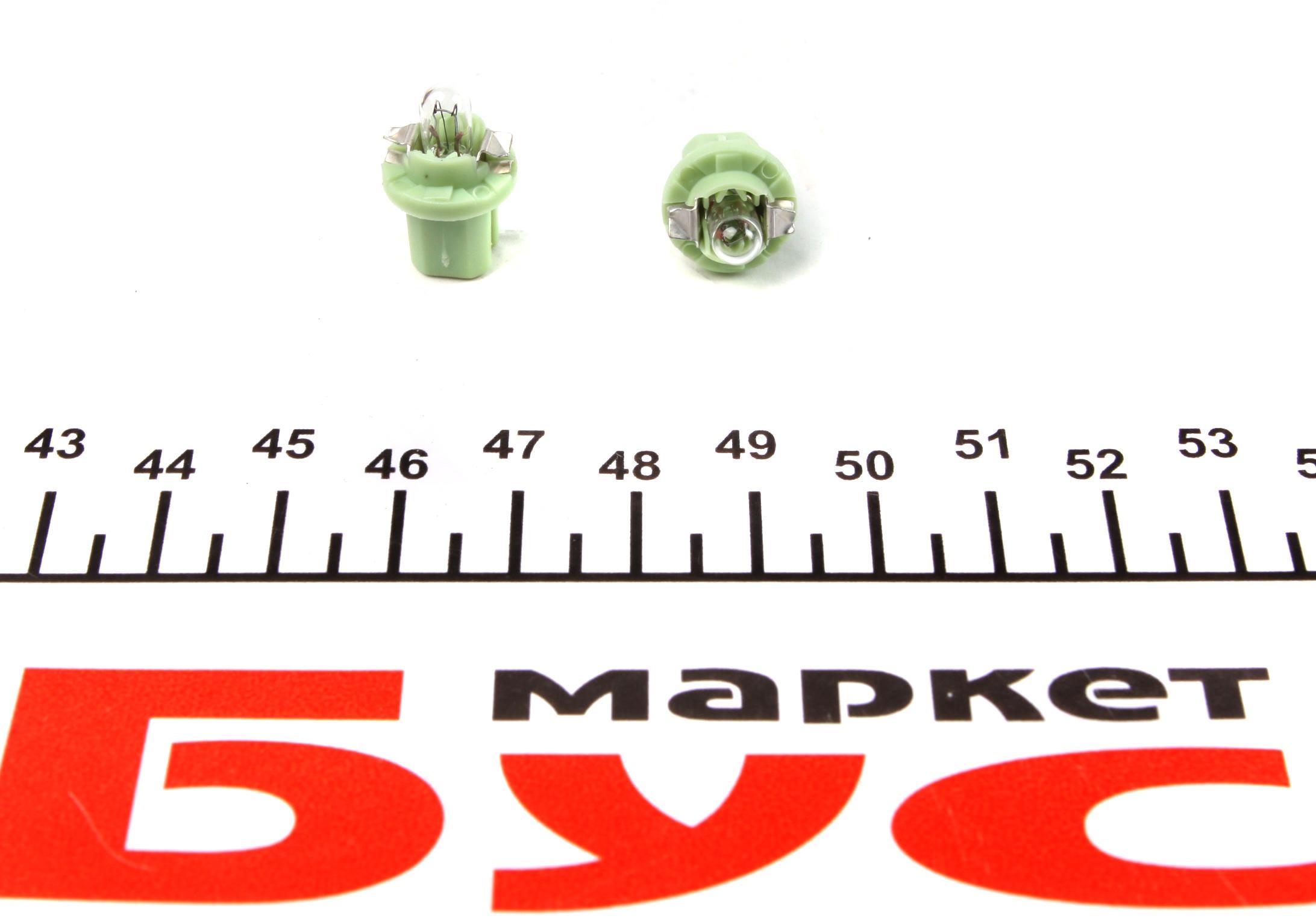 Автолампа 12V 2W BX8.5d (в щиток приладів/зелена) (PBX5 2W 12V)