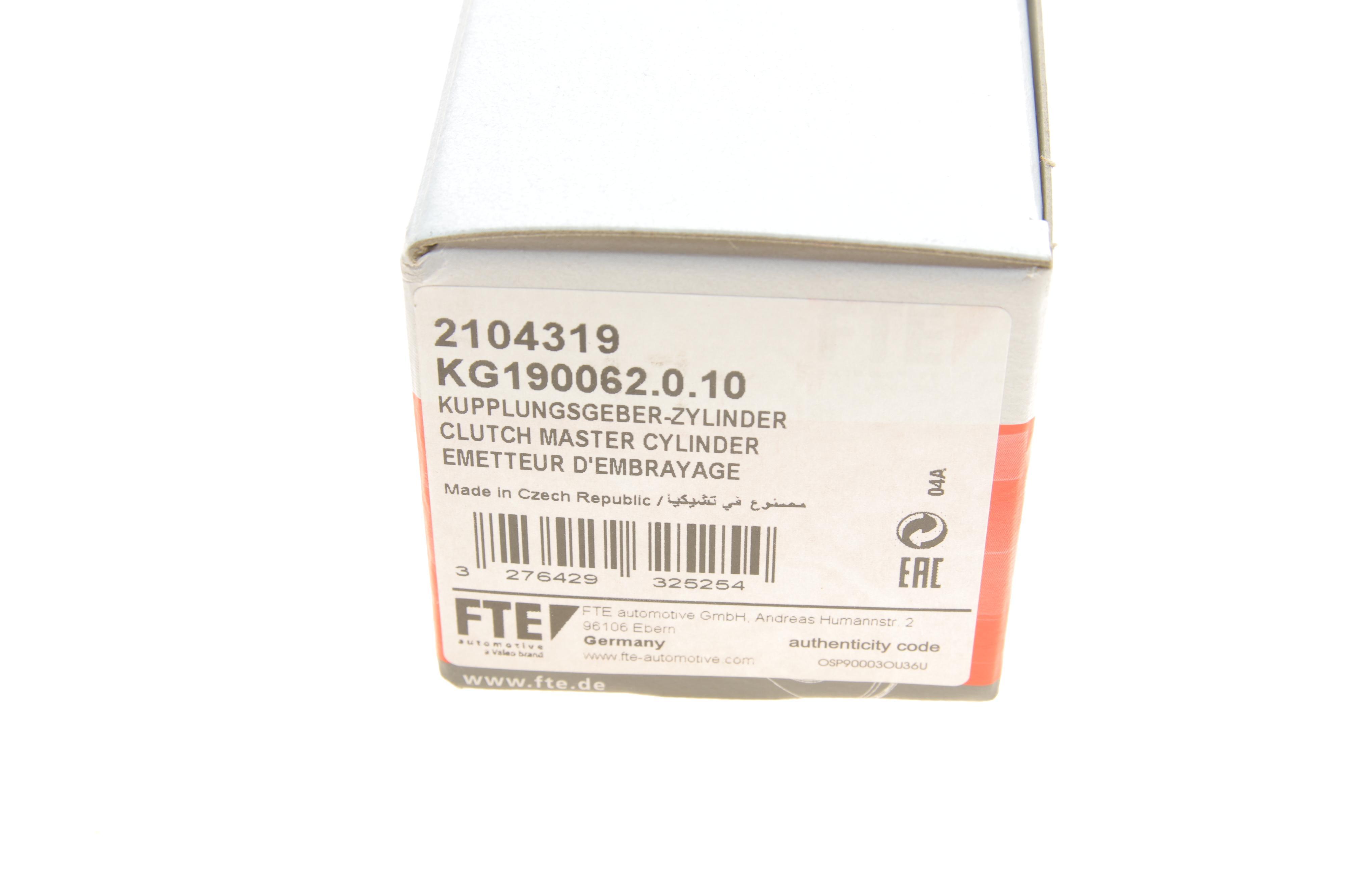 Циліндр зчеплення (головний) Fiat Scudo -07 = KG190062.0.10