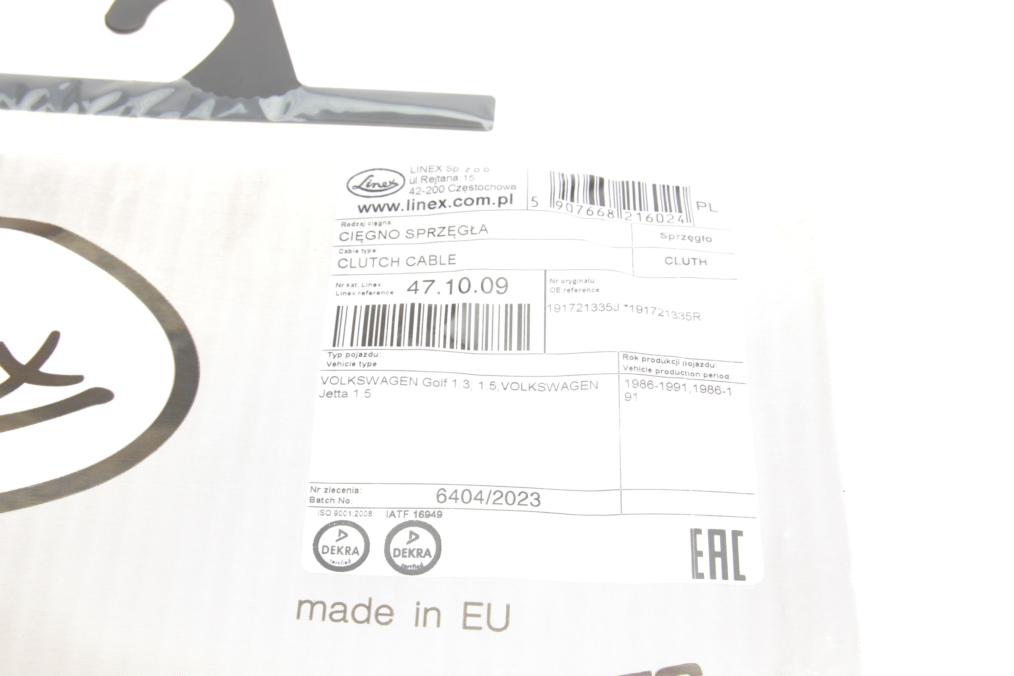 Трос зчеплення VW Golf II/Jetta II 1.3 83- (1098/776 мм)