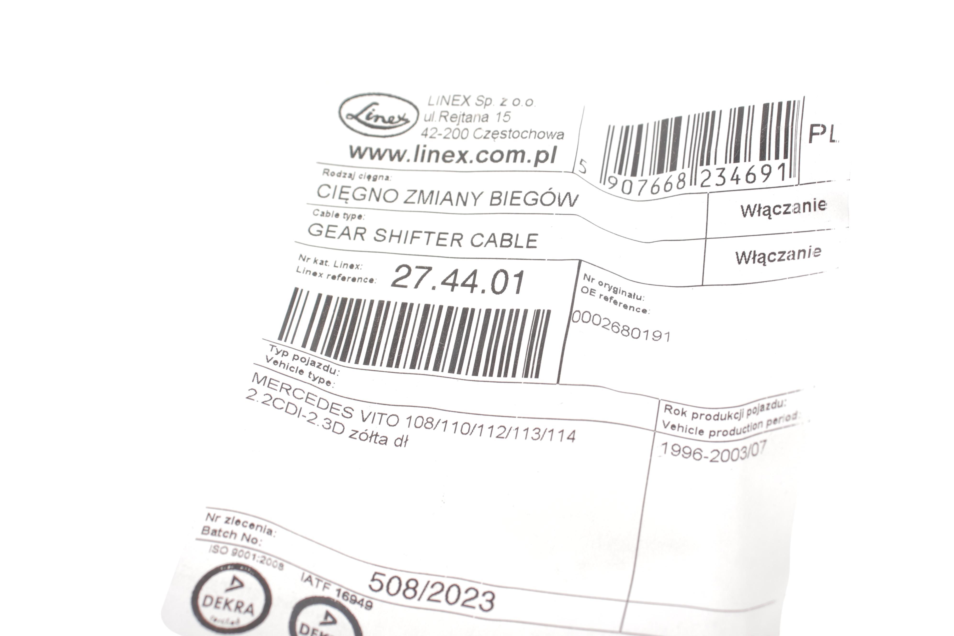 Трос куліси MB Vito (W638) 96-03 (R) (жовтий)