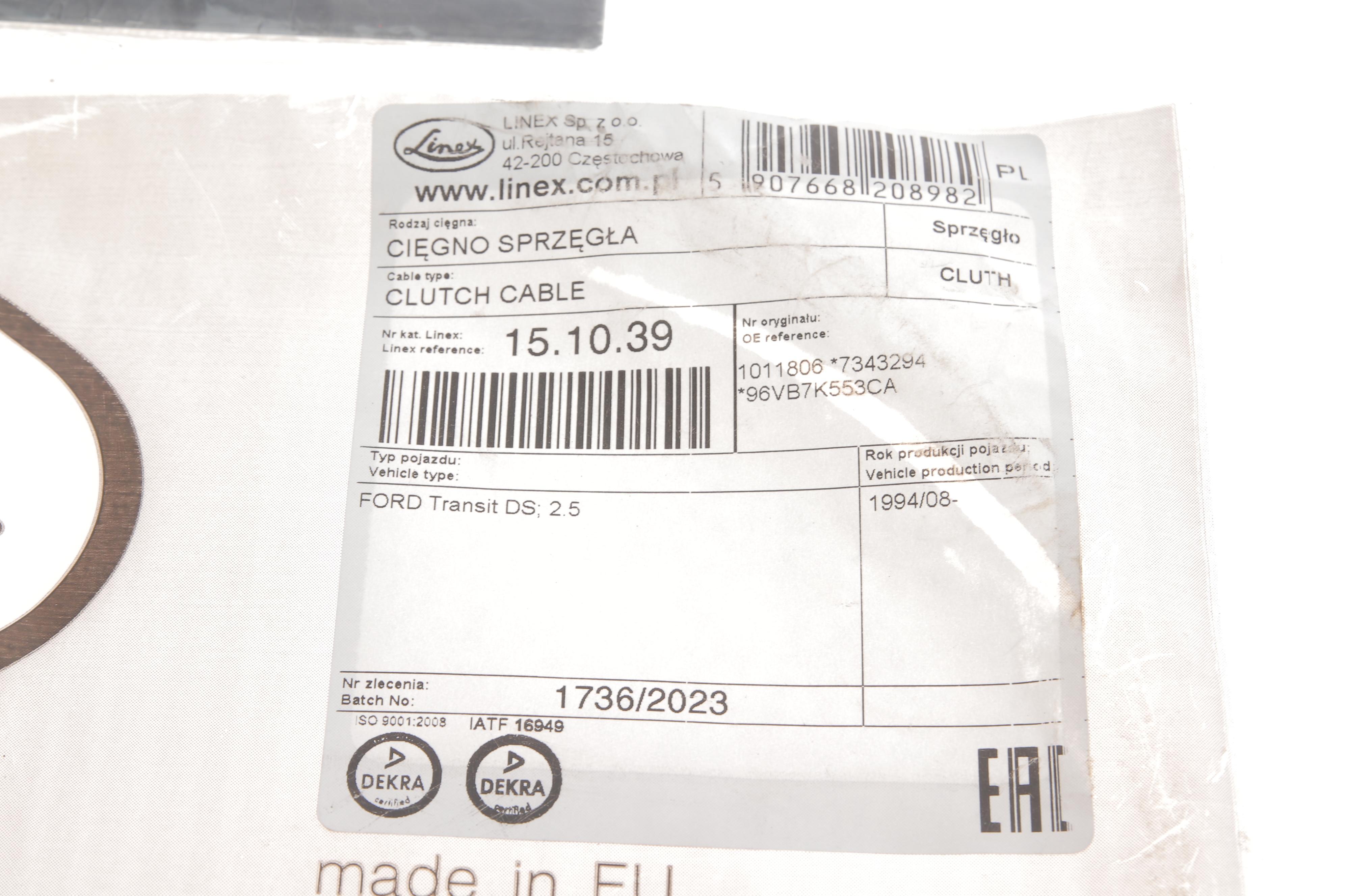 Трос зчеплення Ford Transit 2.5D/TD 97-00 (L=1490мм)