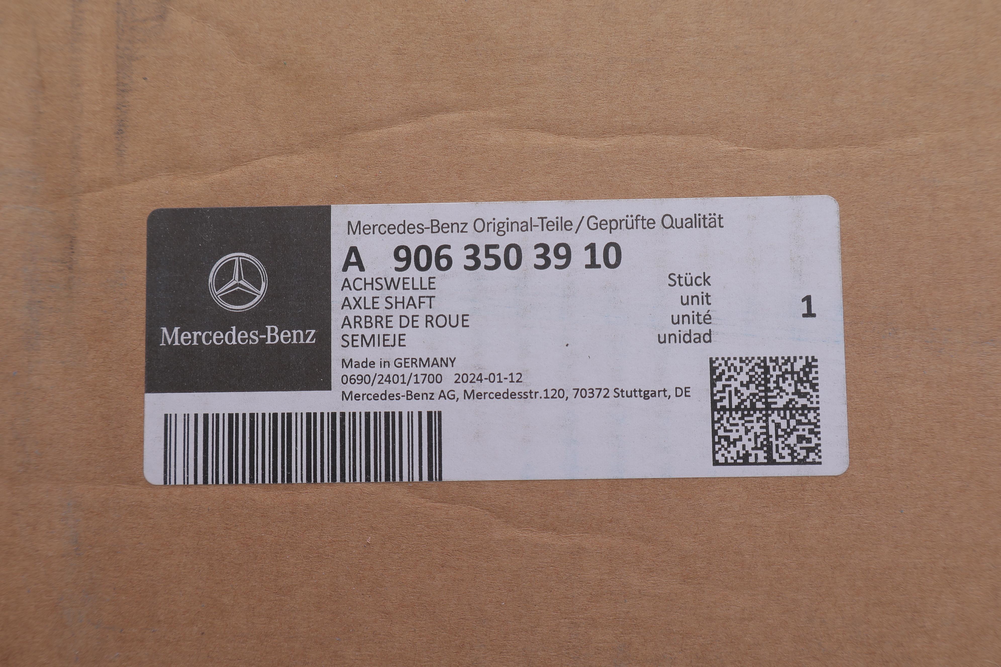 Піввісь (задня) MB Sprinter/VW Crafter 06- (L) (d=39, 45/z=30/l=889) (OE)