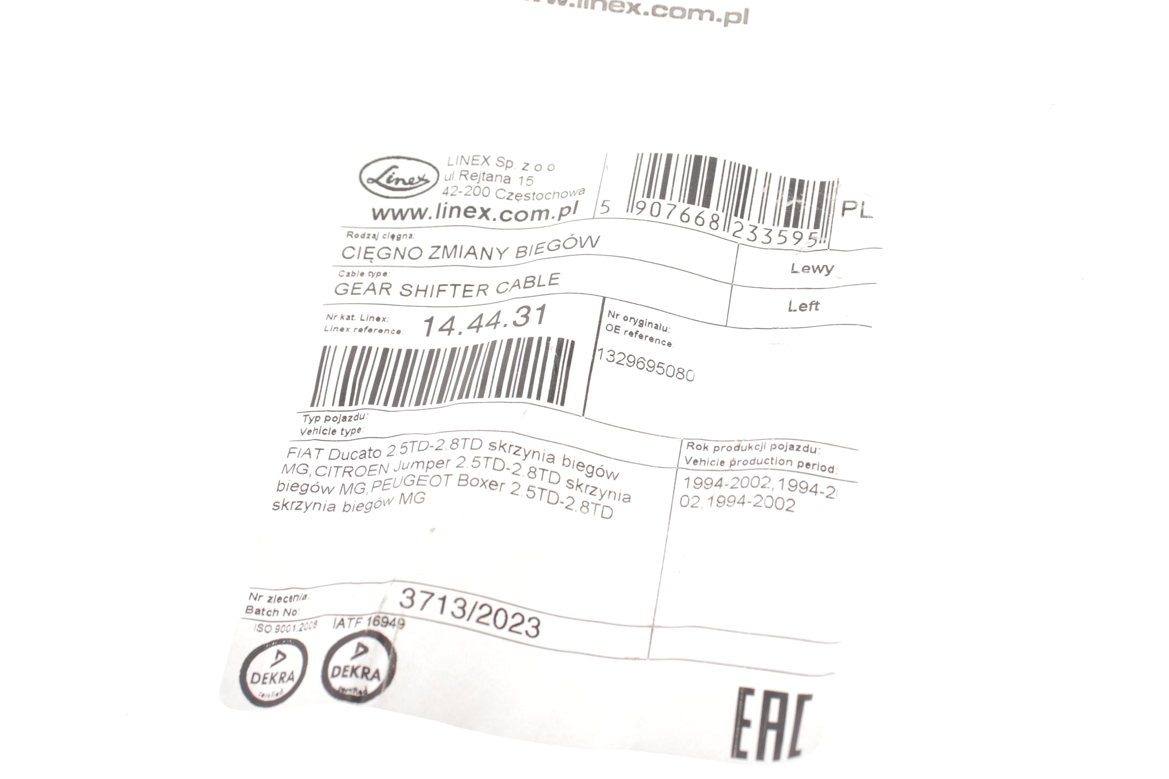 Трос куліси Fiat Ducato 2.5/2.8D/TD 98-02 (995/765 мм) (L)