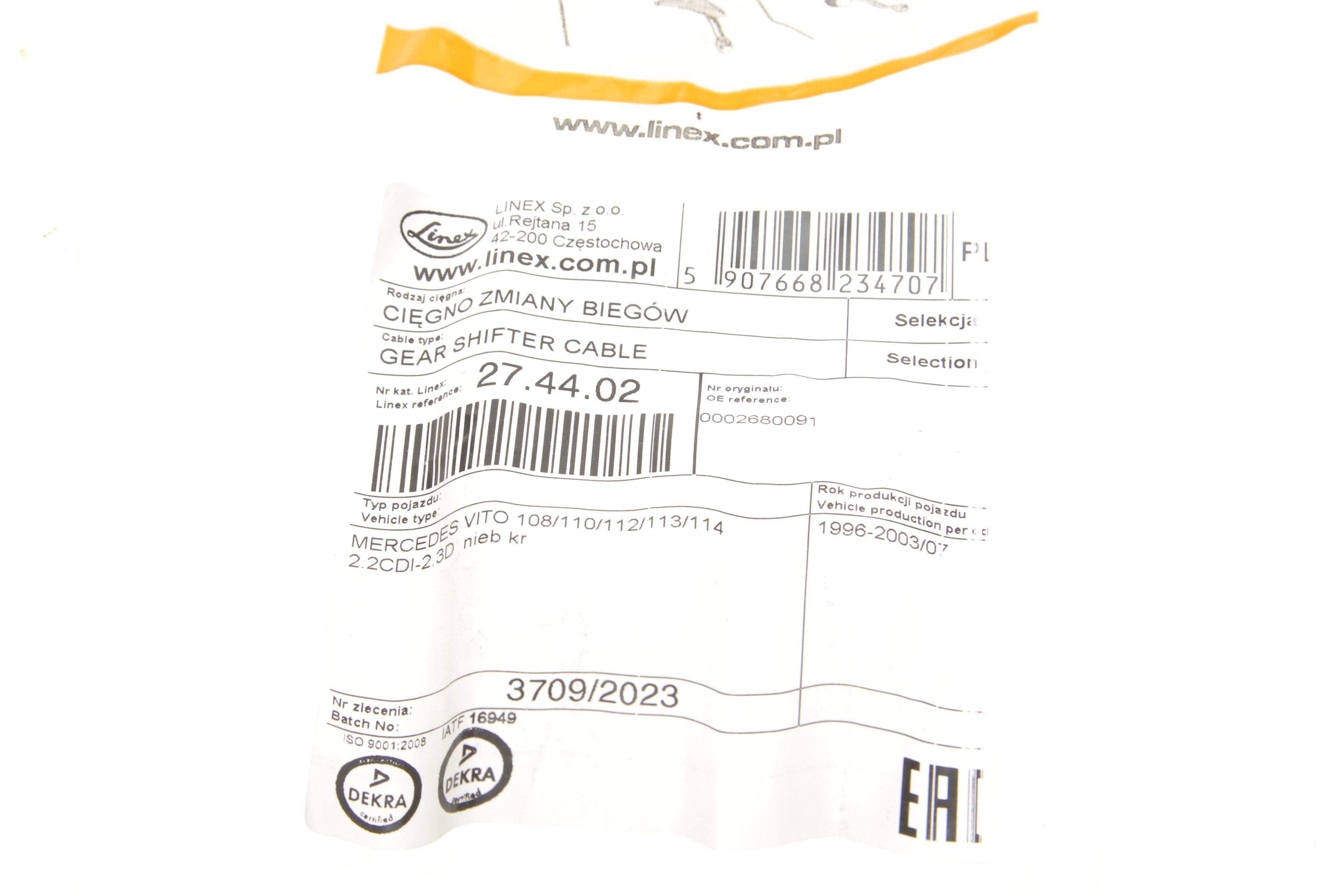 Трос куліси MB Vito (W638) 96-03 (L) (сірий)