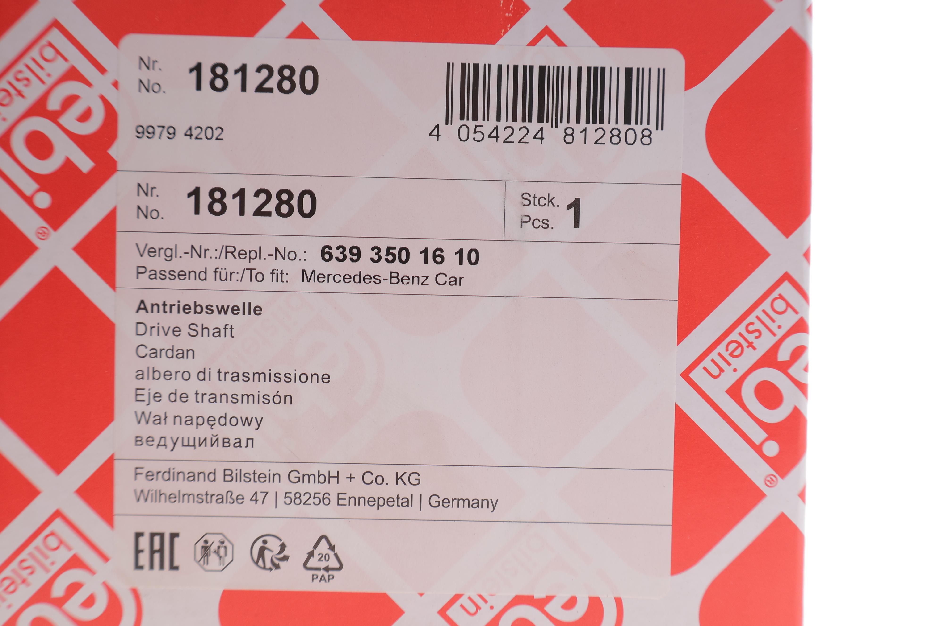 Піввісь (задня) MB Vito/Viano (W639) 03- (30x30x854)