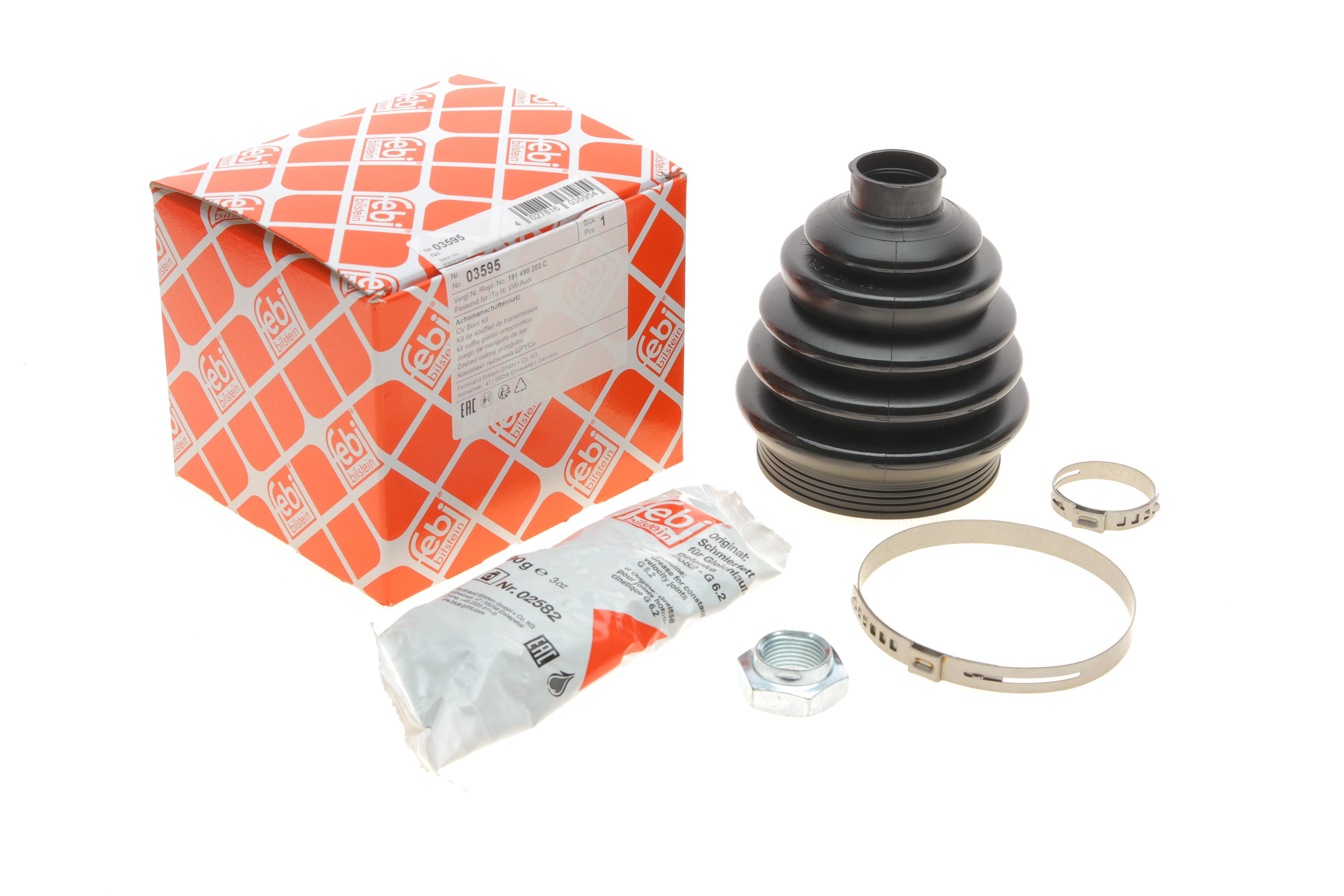 Пильник ШРКШ (зовнішній) VW Caddy I/II -00/ Golf III/ IV -06 (26x78x109) + змазка + хомути + гайка