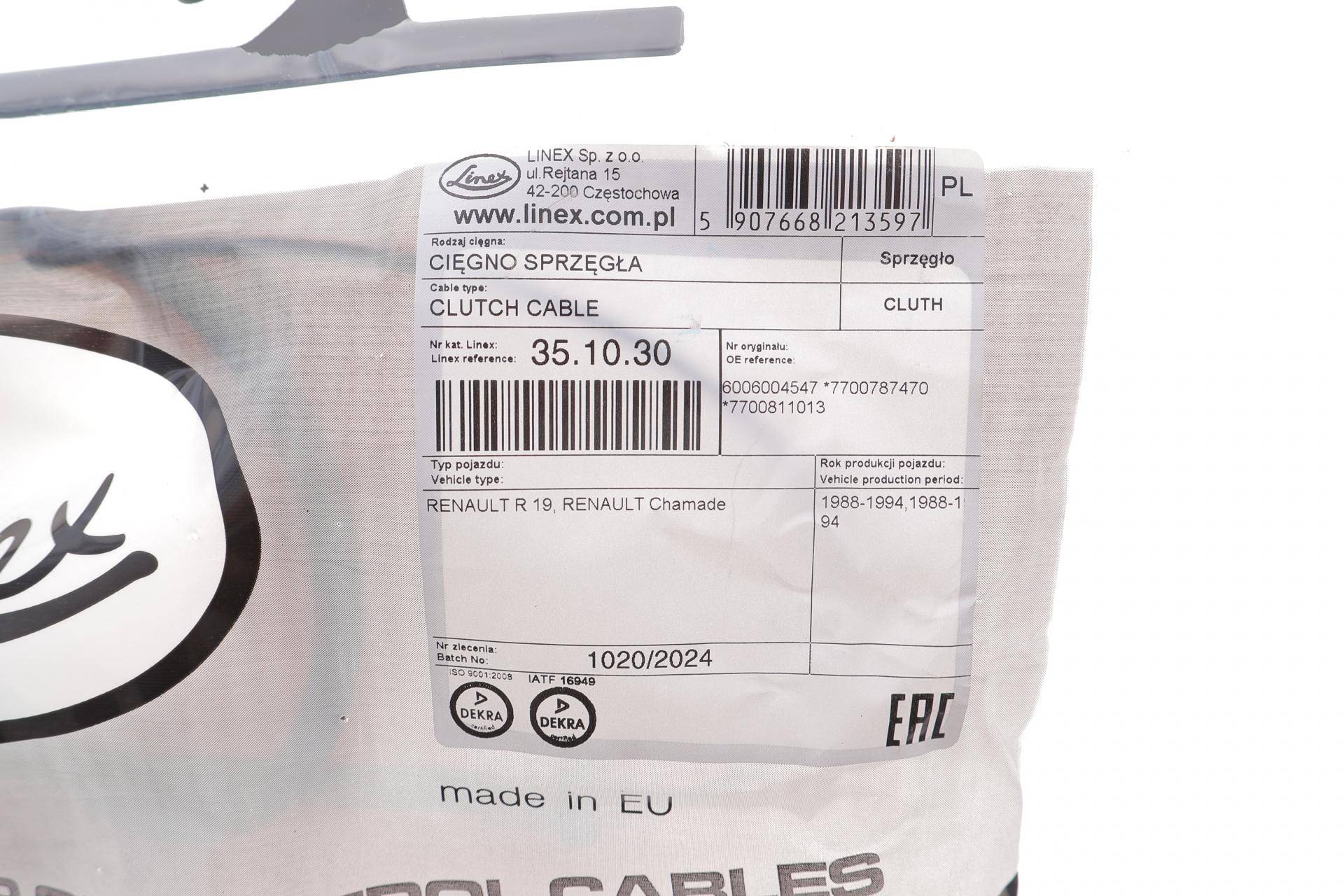 Трос зчеплення Renault 19 88-95 (1010/603 мм)