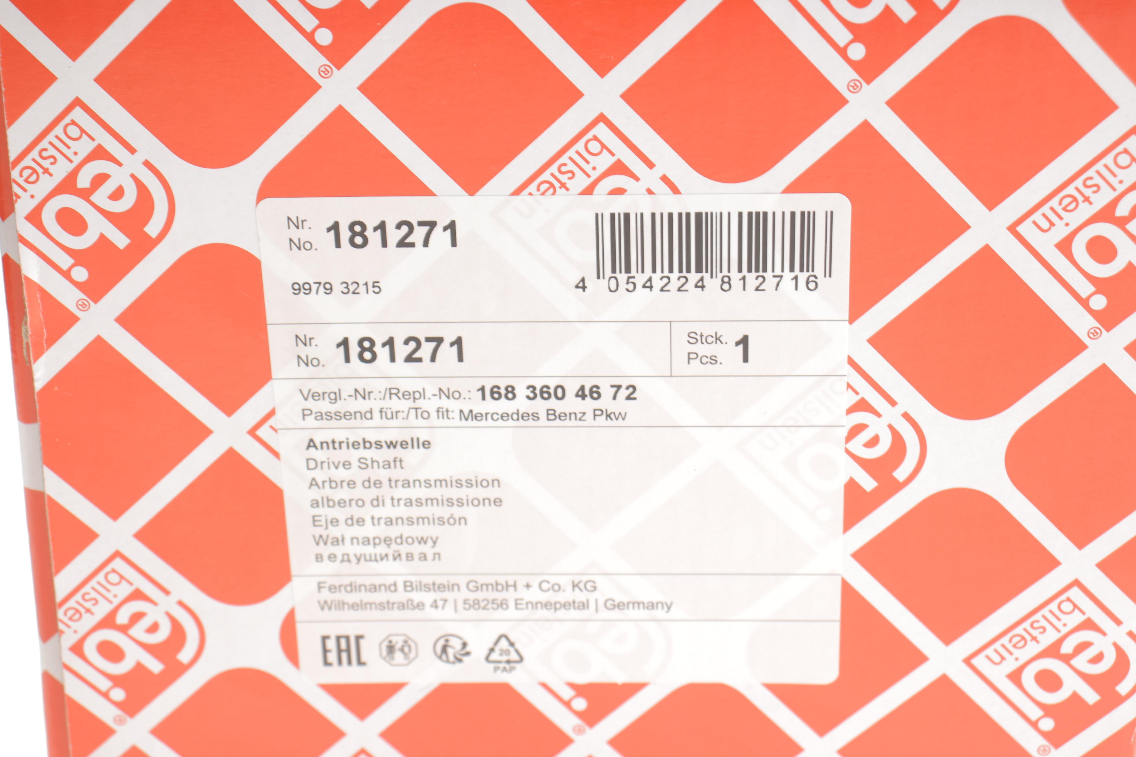 Піввісь (передня) (R) MB A-class (W168) 97-04 (24x22x958)