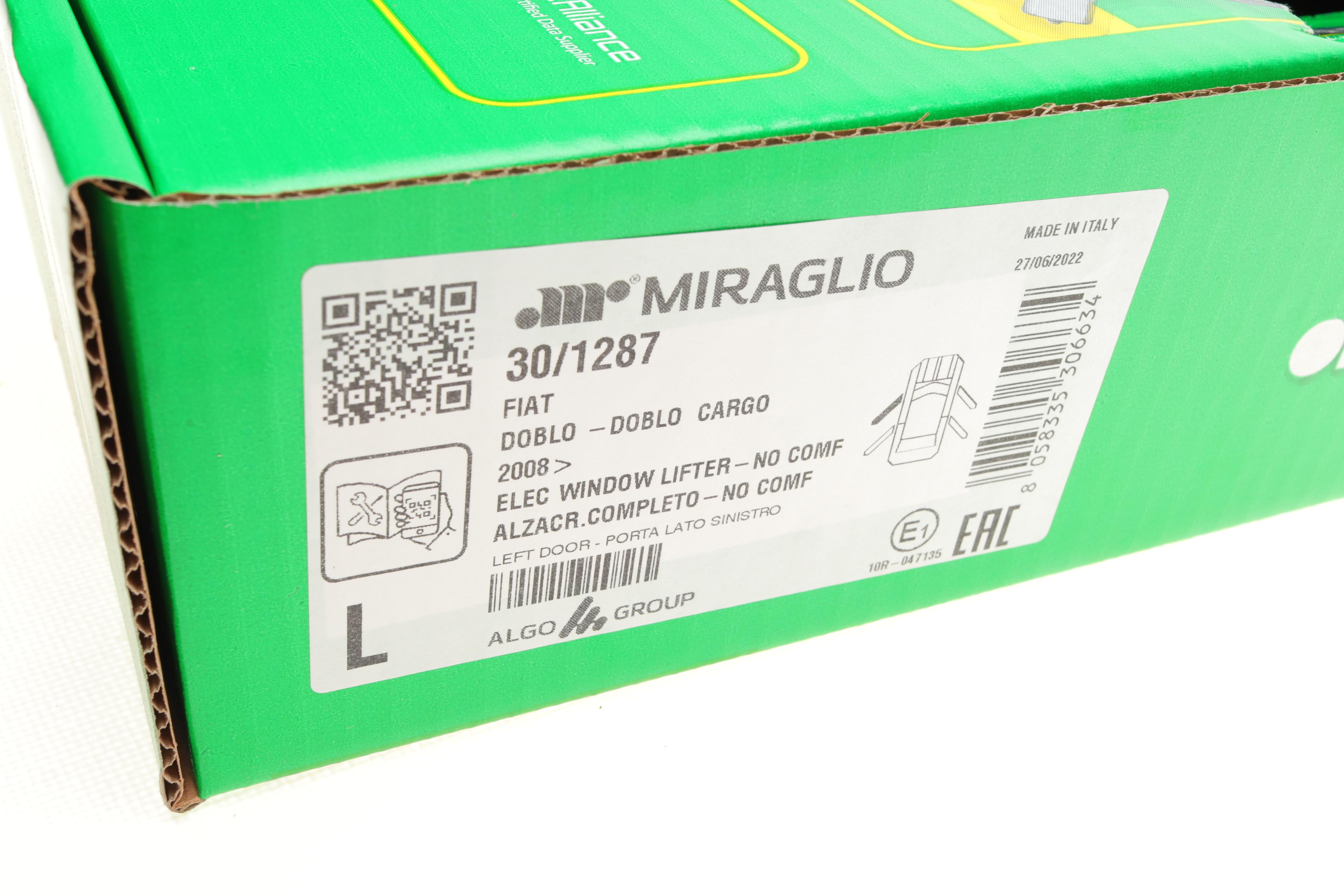 Склопідіймач (передній) Fiat Doblo 10- (L) (електро)(з моторчиком)(для ТС теплоізоляційним стек)