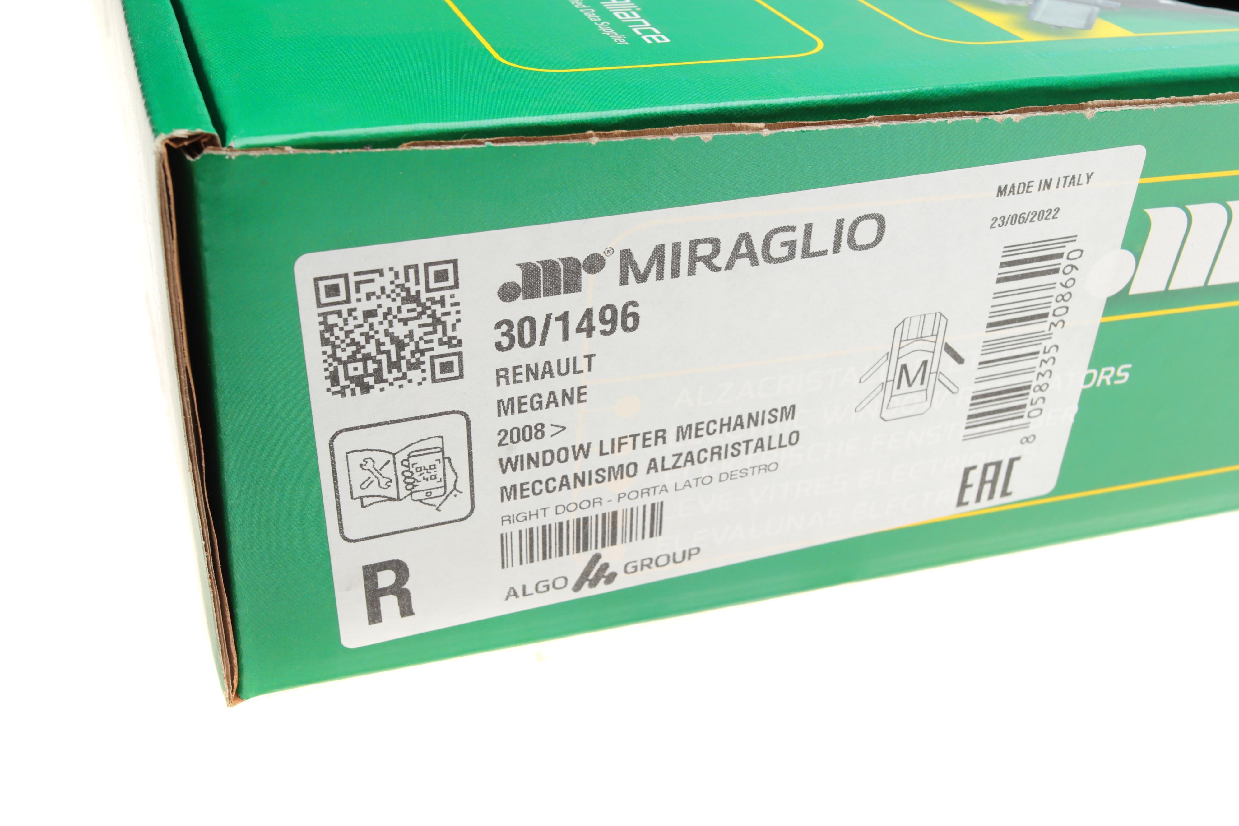 Склопідіймач (передній) Renault Megane 09- (R) (електро) (без моторчика)