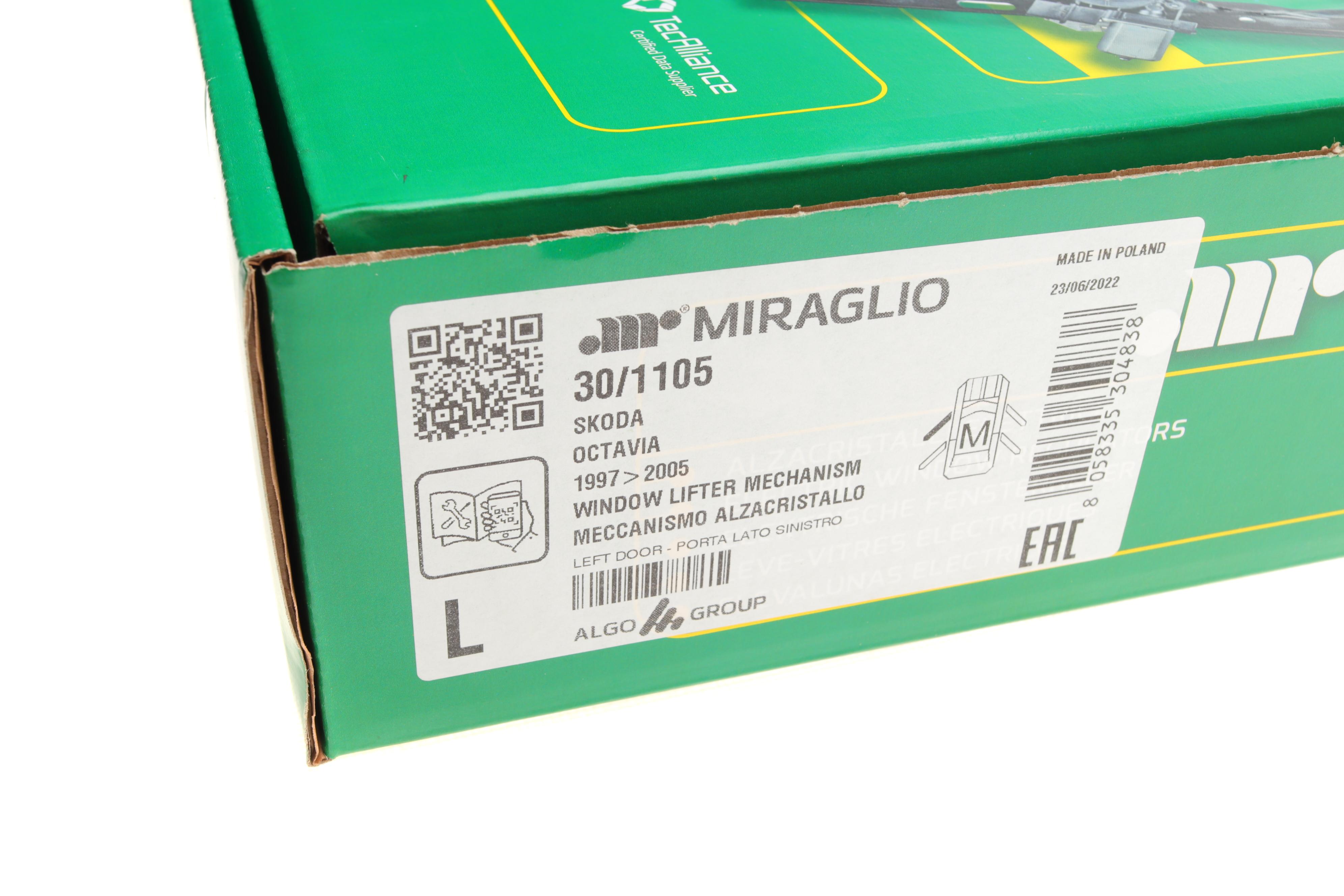 Склопідіймач (передній) Skoda Octavia 96-05 (L) (електро) (без моторчика)