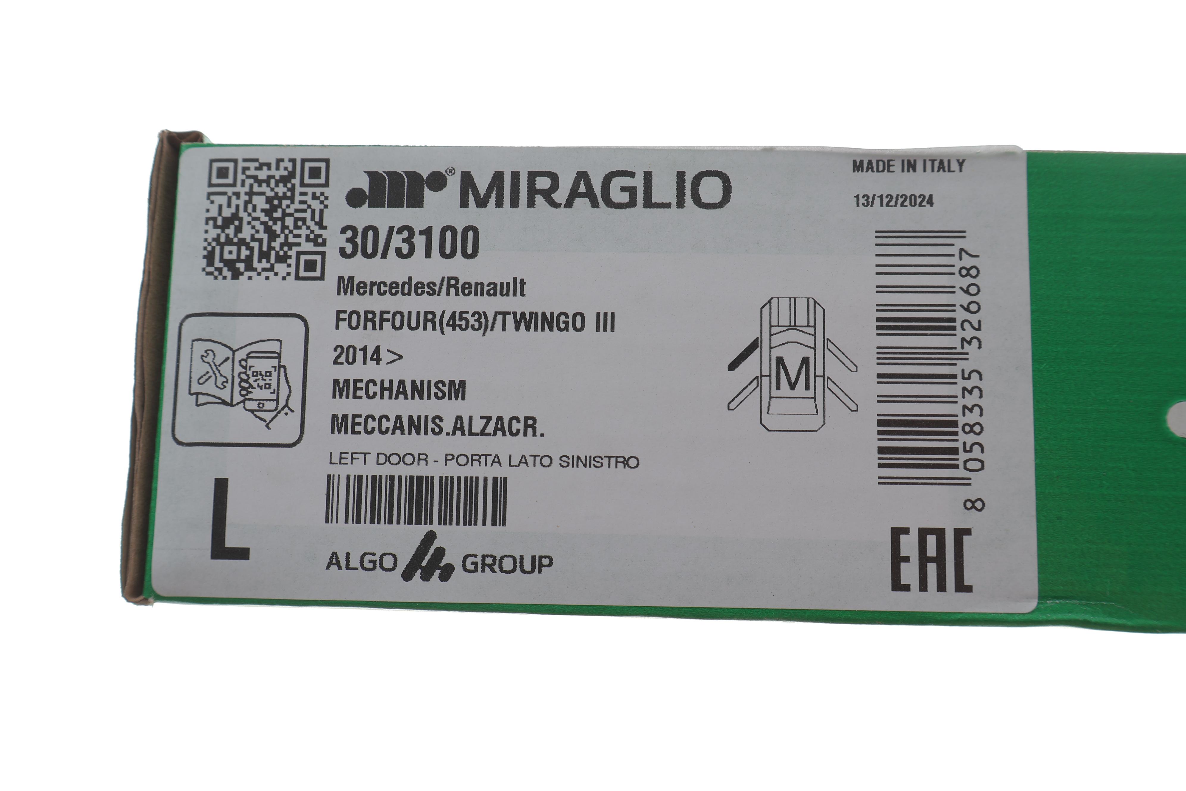 Склопідіймач (передній) Renault Twingo III/Smart Forfour (453) 14- (L) (електро) (без моторчика)