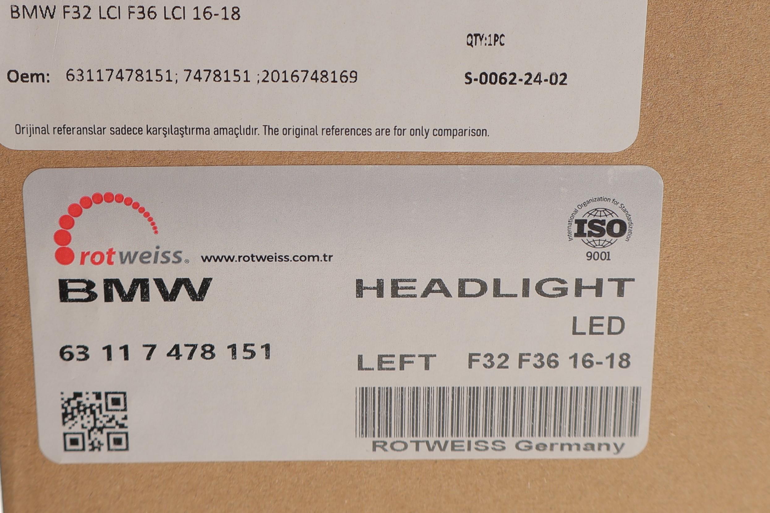 Фара (L) BMW 4 (F32/F33/F36) 14-21 (LED)