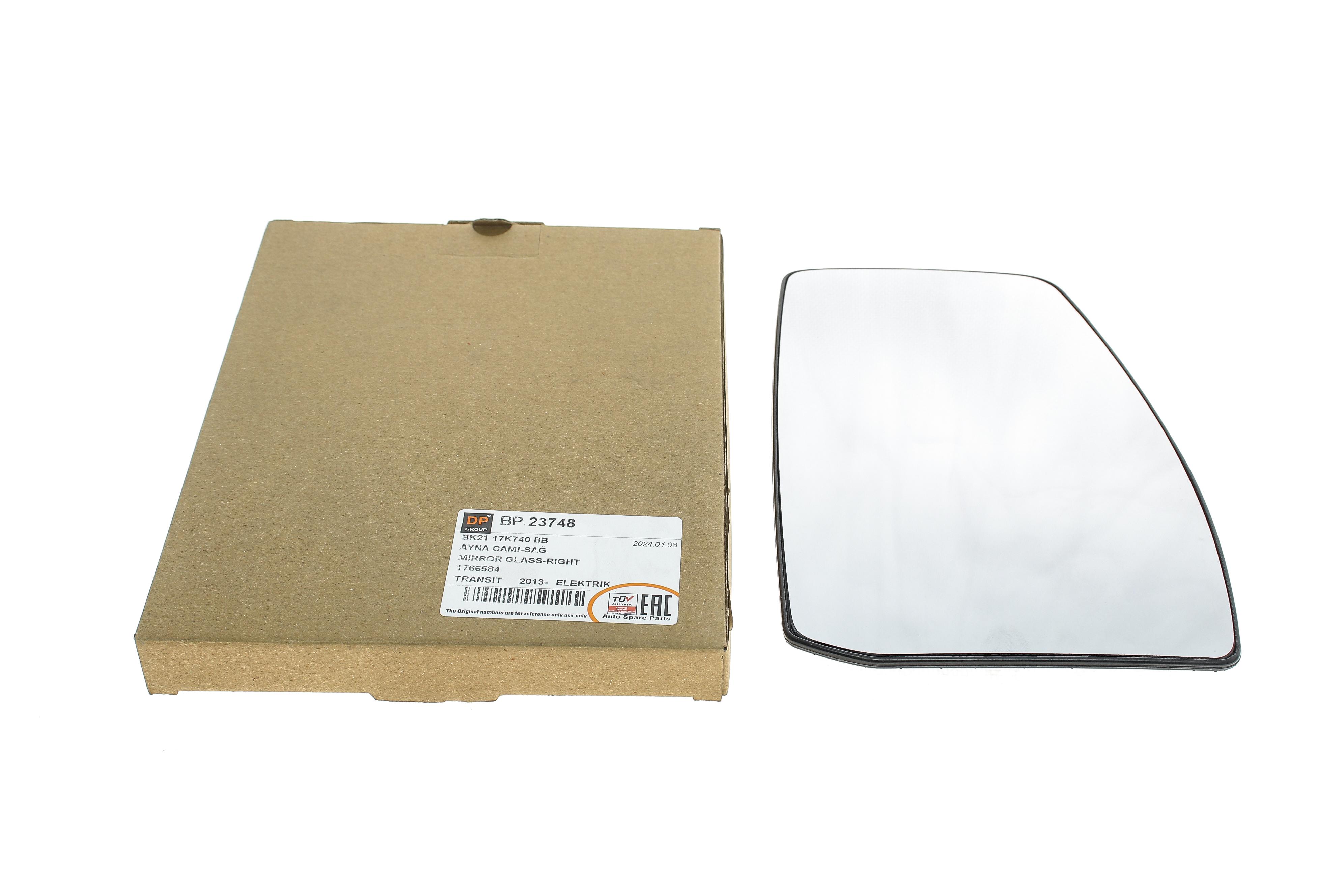 Скло дзеркала (з підігрівом) Ford Transit Custom 13- (R) (верхнє)