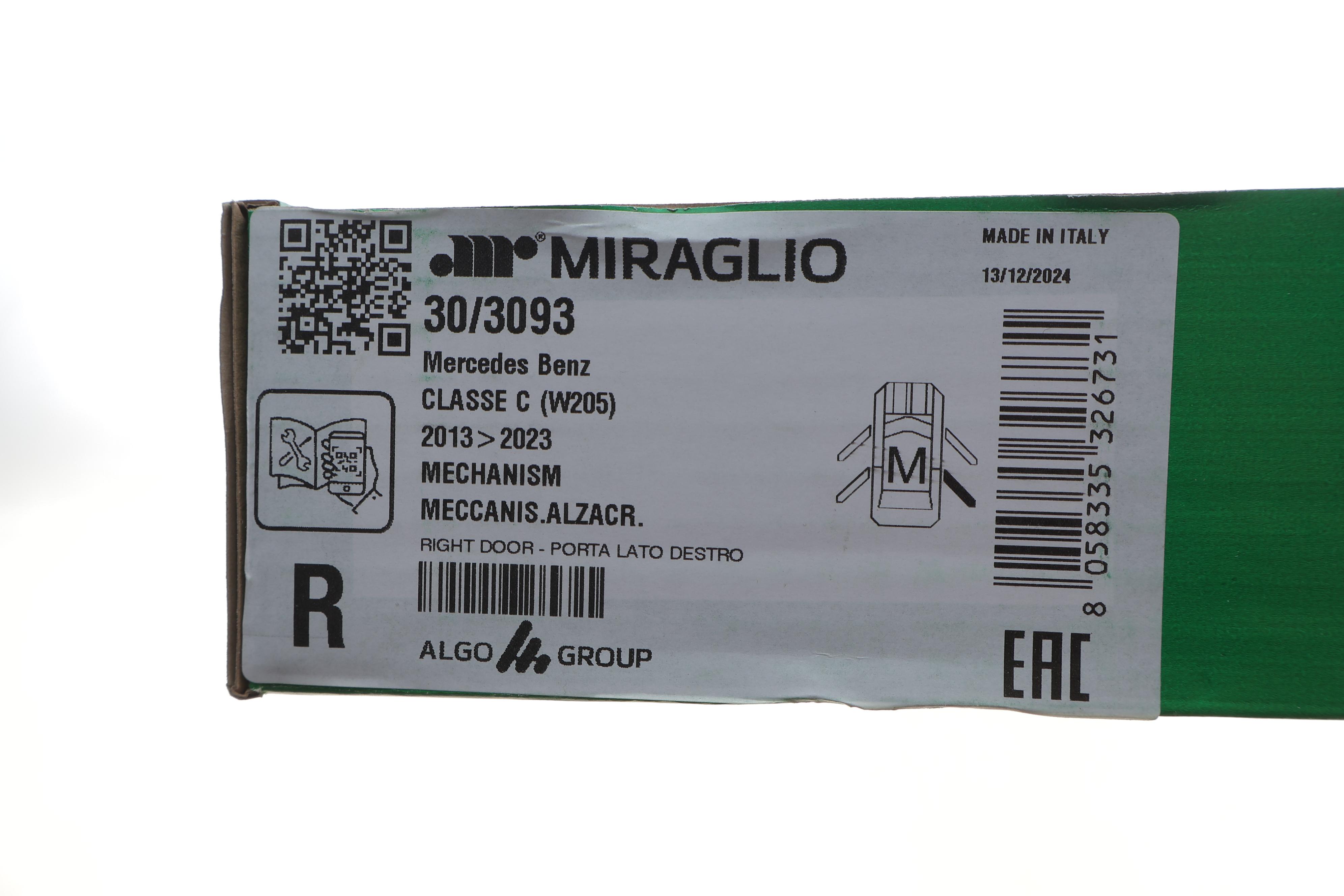 Склопідіймач (задній) MB C-class (W205/S205) 14- (R) (електро) (без моторчика)