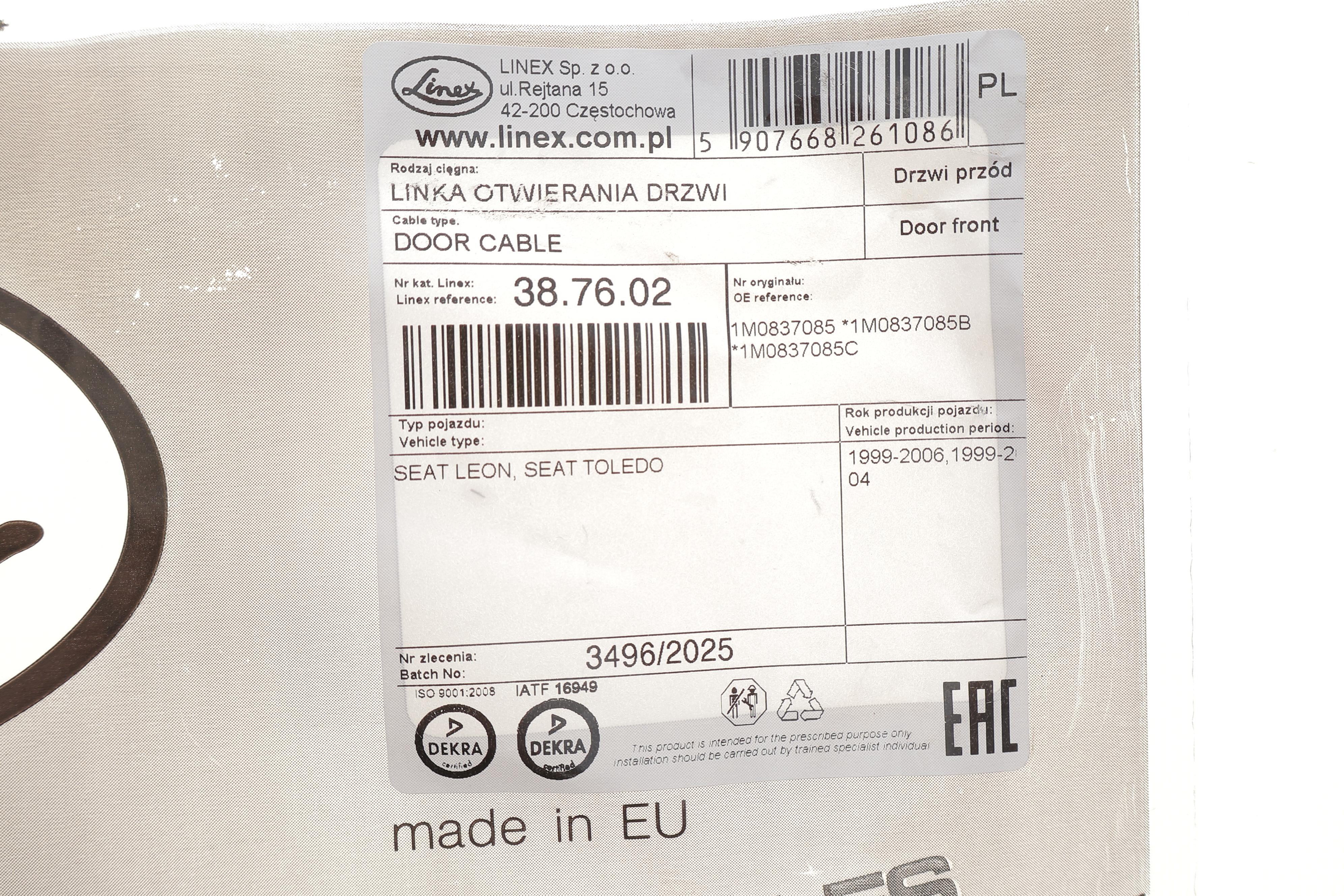 Трос дверей (передніх) Seat Leon/Toledo 98-06