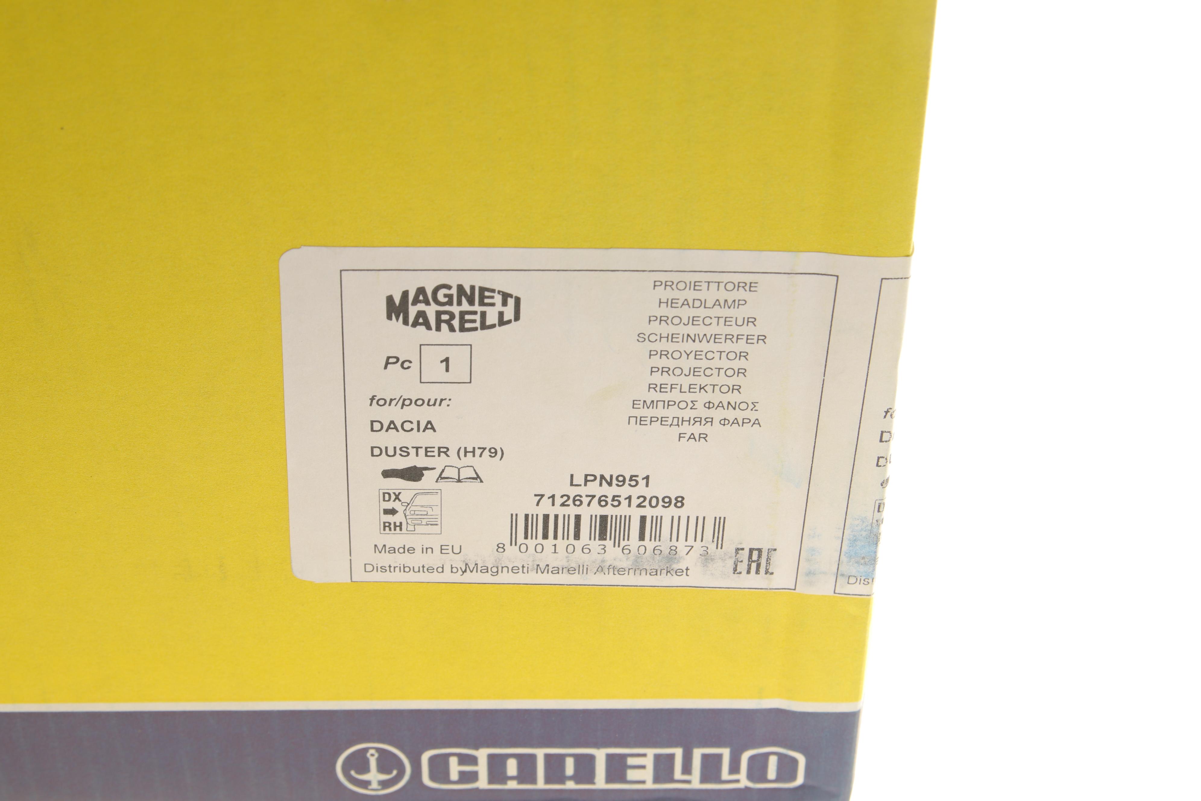 Фара (R) Dacia Duster 10-13 (H7/H1)