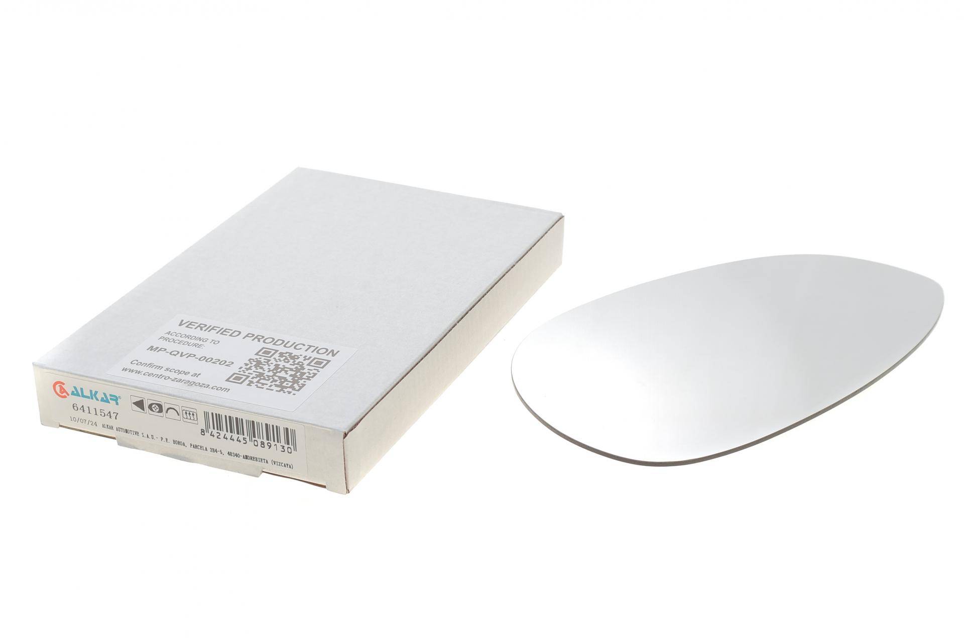 Скло дзеркала (з підігрівом) Fiat Punto 05-/500 07- (L) (опук.)