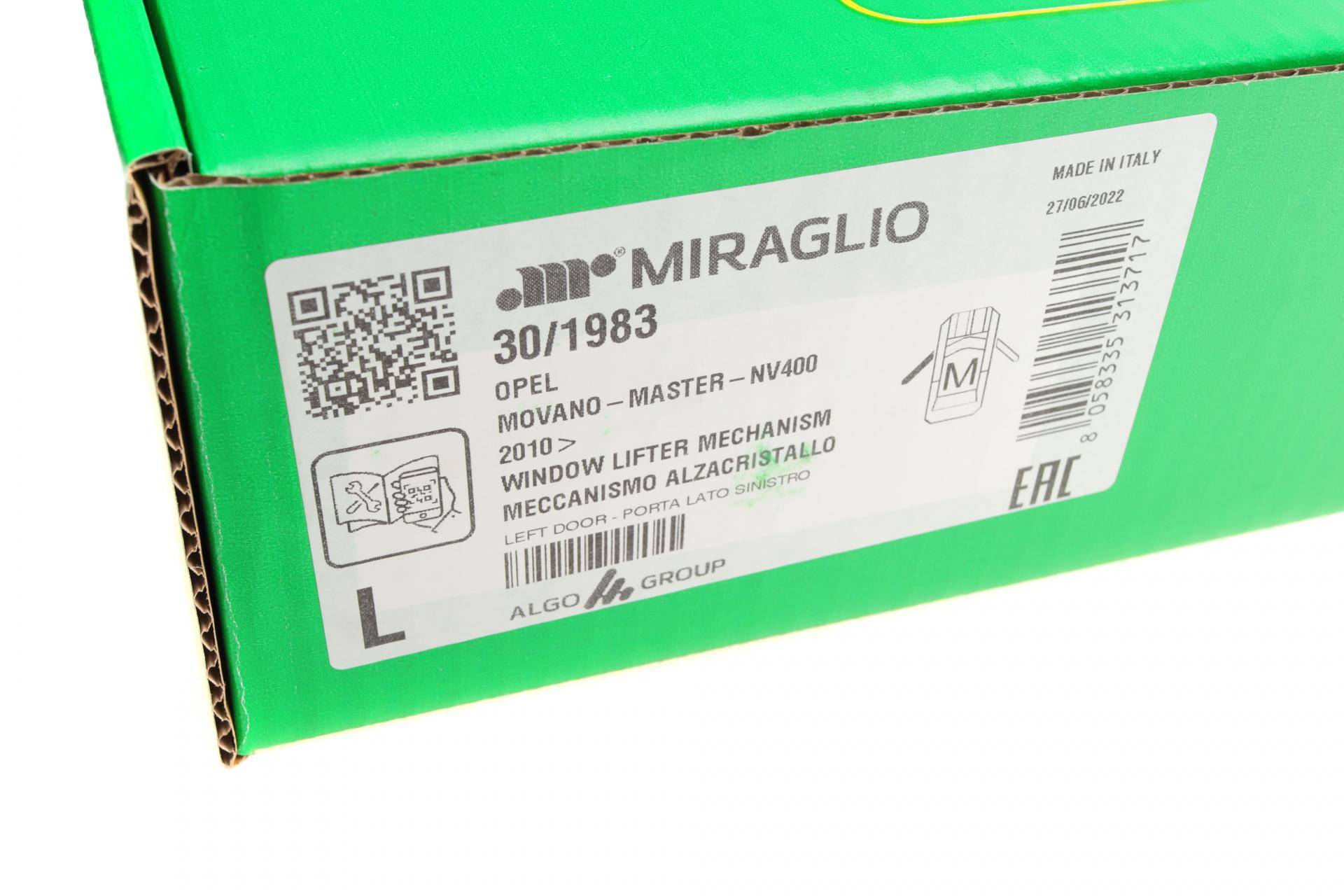 Склопідіймач (передній) Renault Master III/Opel Movano 10- (L) (електро) (без мотора)