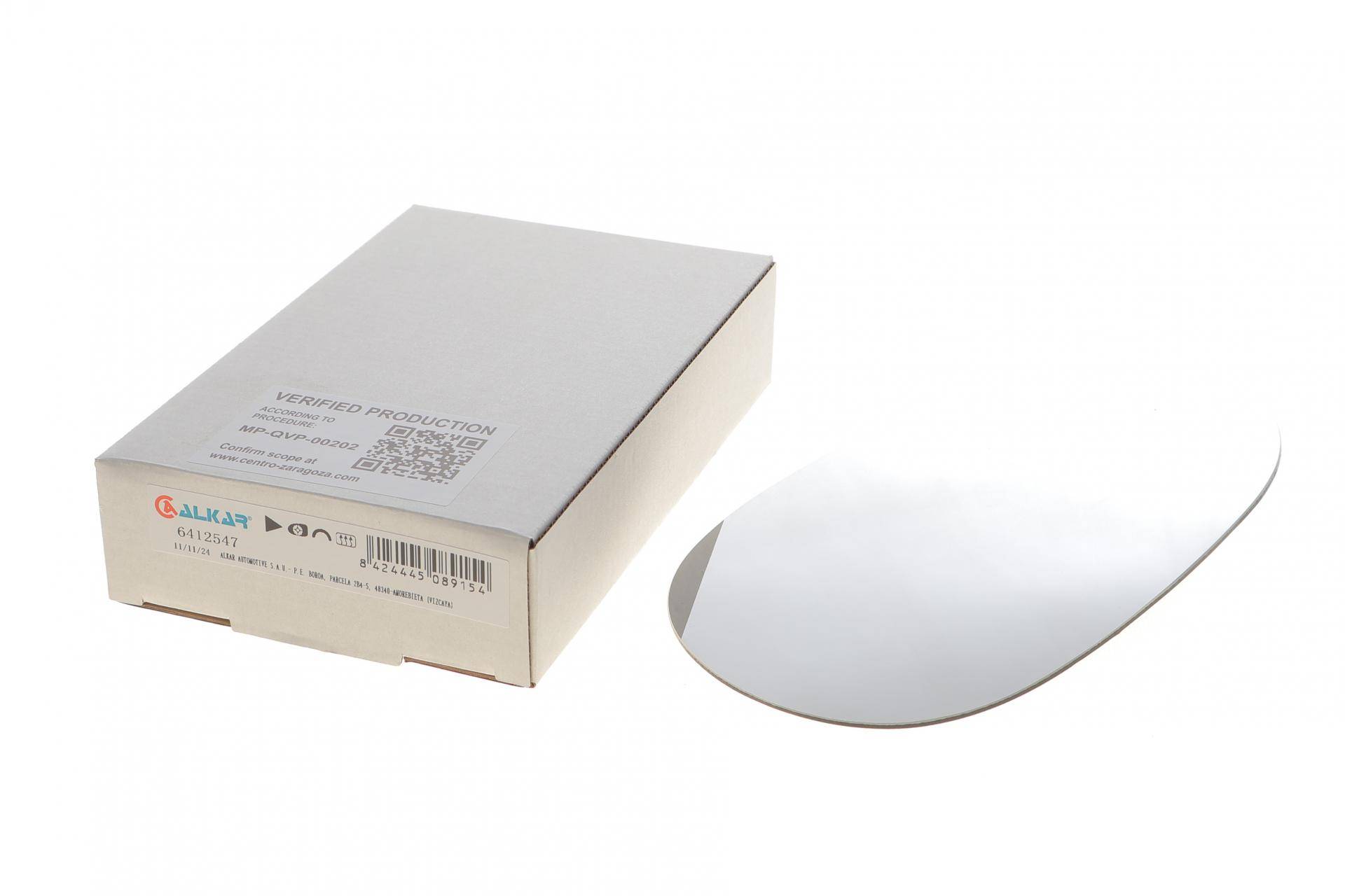 Скло дзеркала (з підігрівом) Fiat Punto 05-/500 07- (R) (опук.)